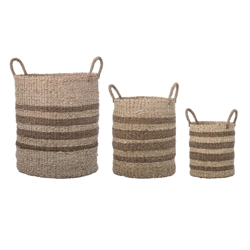 Creative Co-Op AH0036 3-Pack 117.75-in W x 21-in H x 17.75-in D Brown Sea Grass Basket