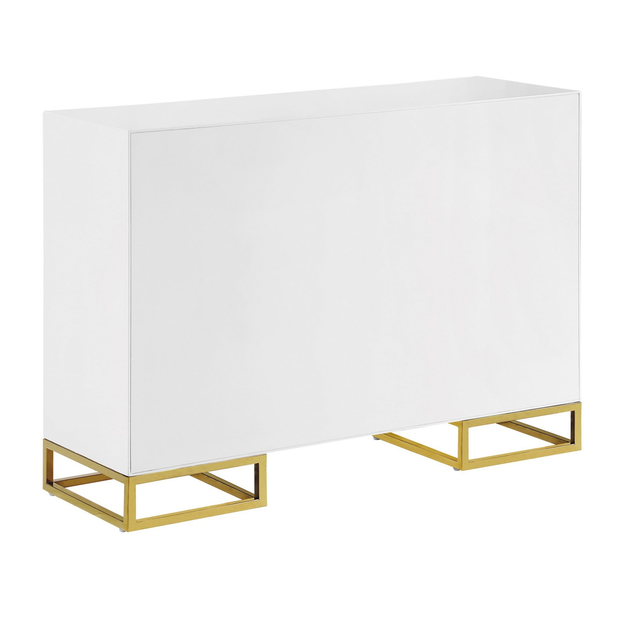 48 Inch White and Gold Composite Wood Office Cabinet with Adjustable Shelving