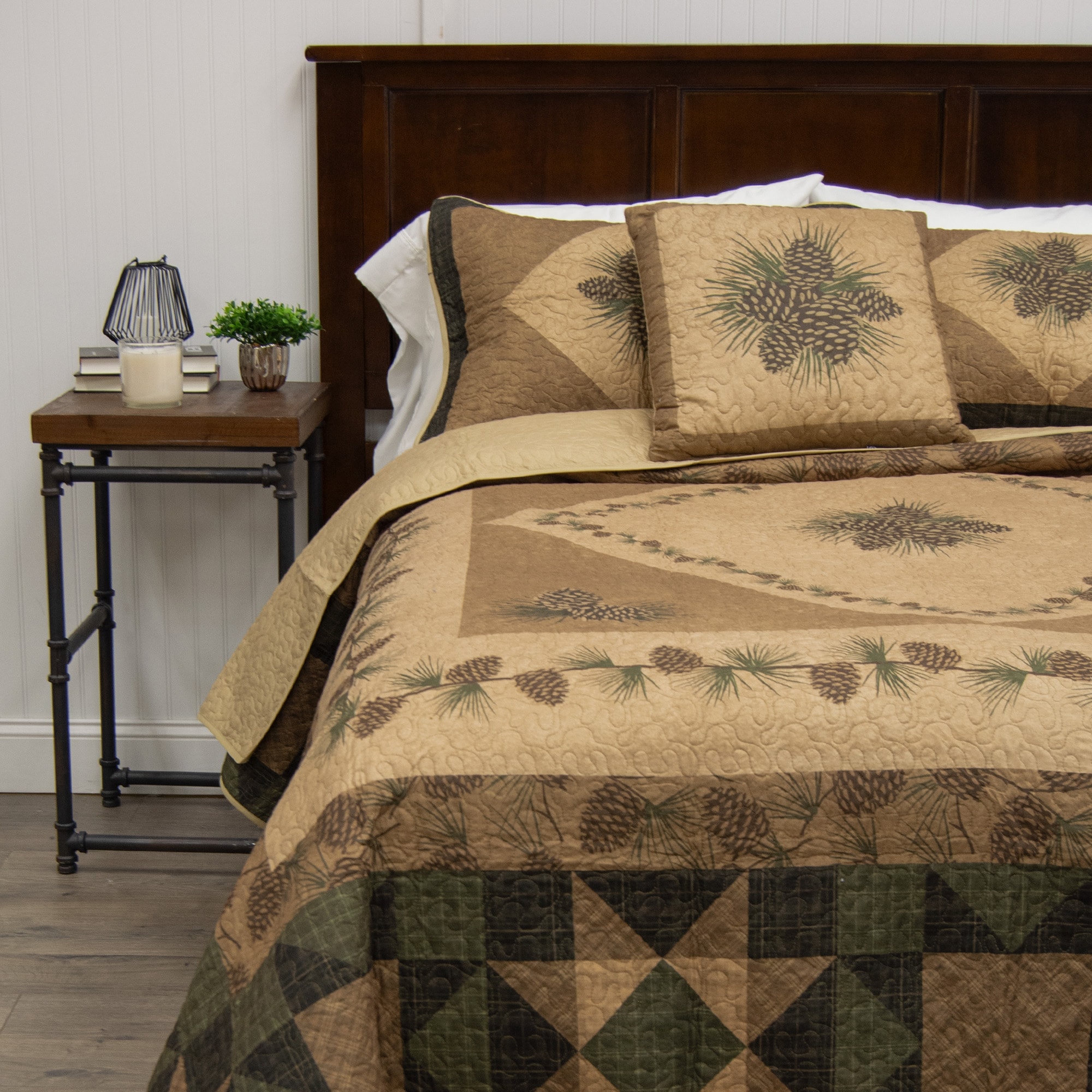 Medium Brown Quilted Pine Cone Decorative Throw Pillow
