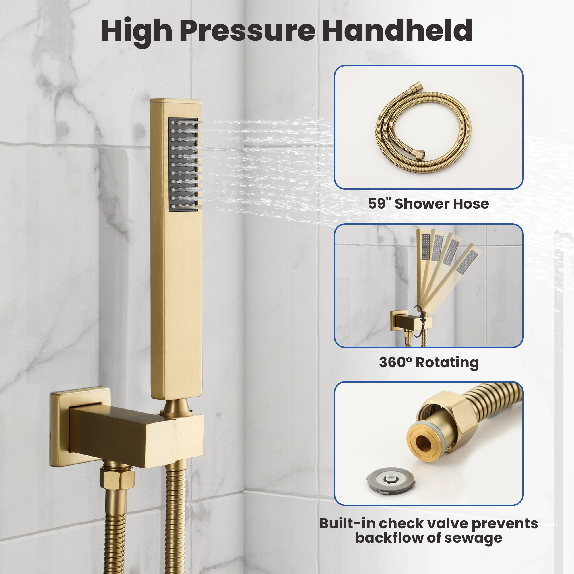 Clihome MS-A3809-10BG Showerhead-Bar-Panels - View #9