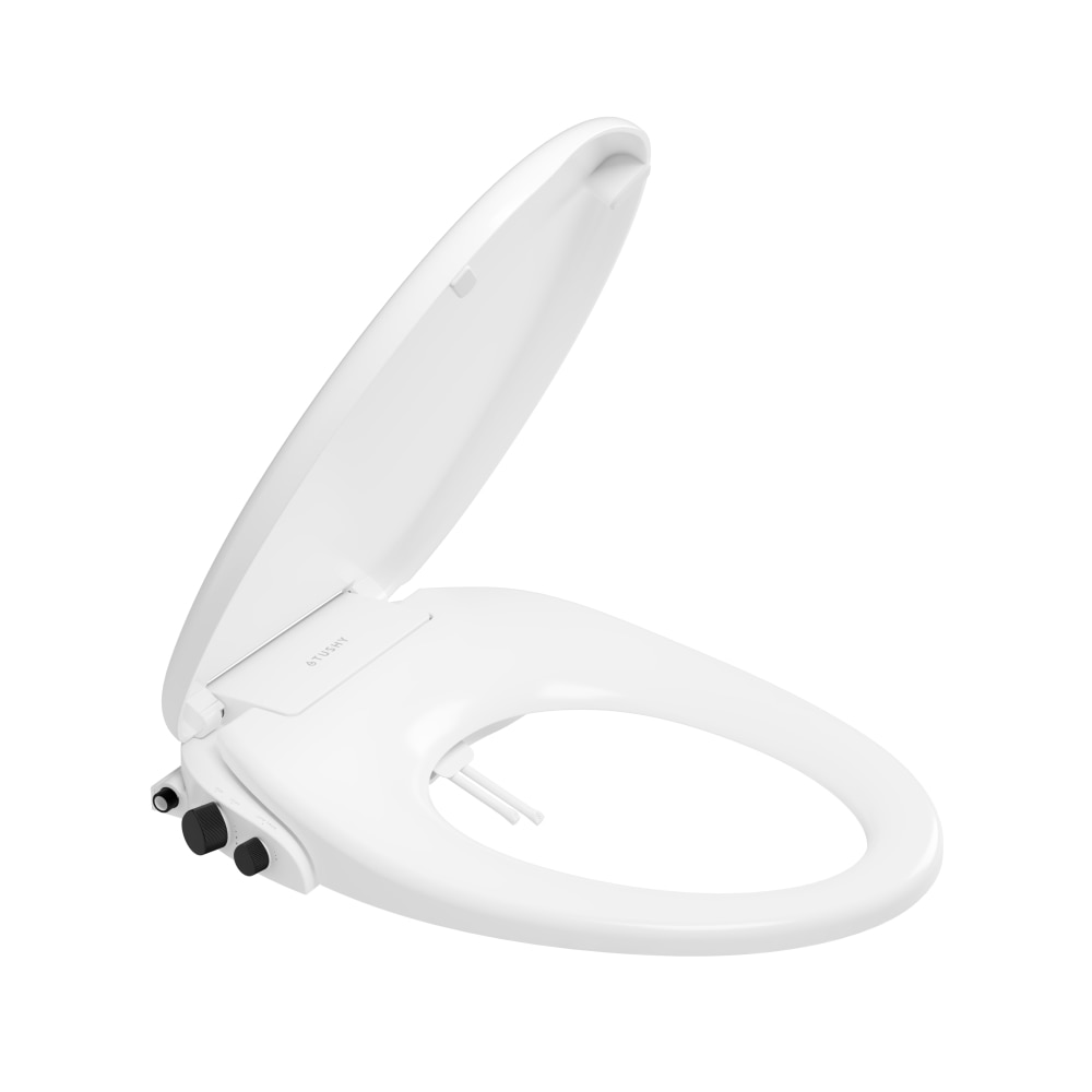 TUSHY Non-Electric Bidet Toilet Seat in Elongated with Cleaning Pre-Spray and Slow Close Lid Easy Install (Matte Black Knob)