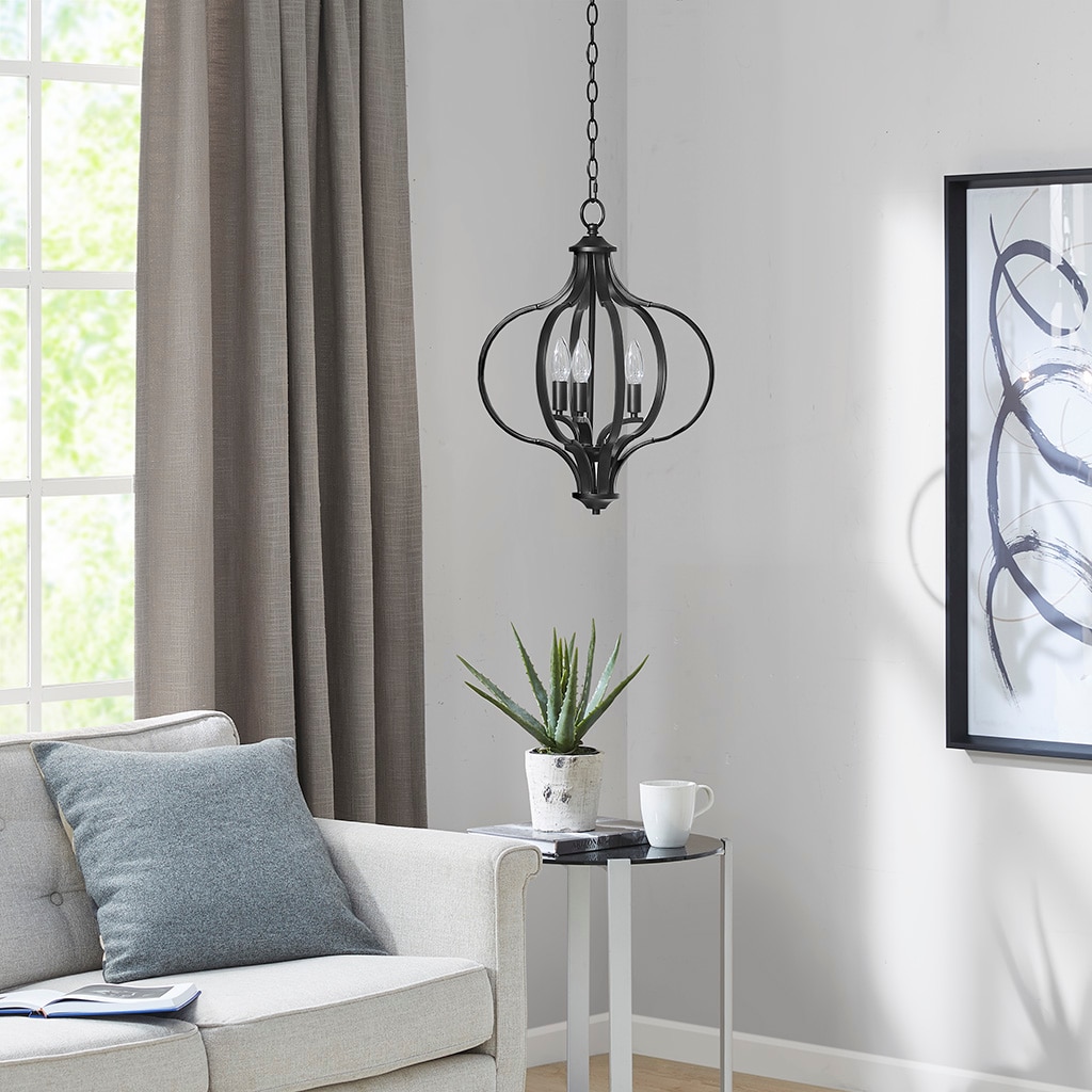 Nava Black Metal 3-Light Candle Chandelier with Adjustable Chain