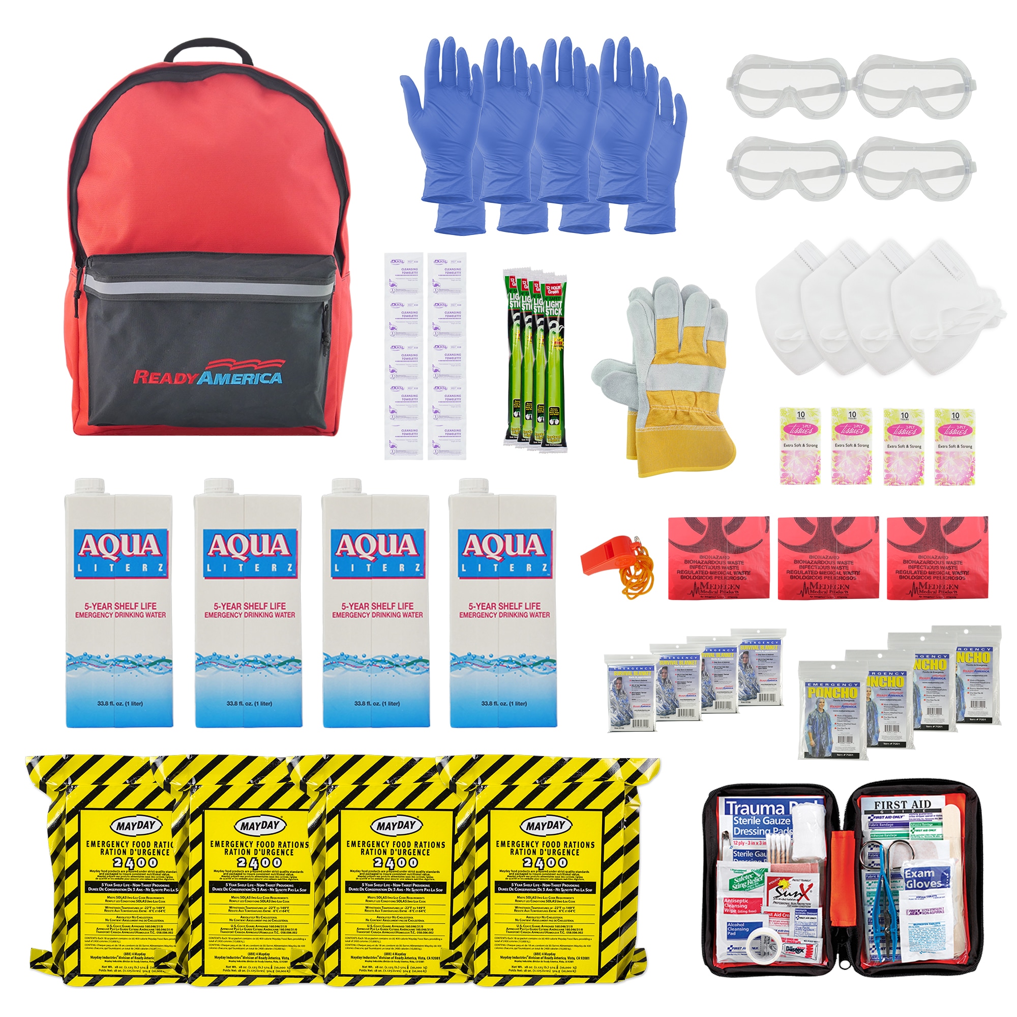 READY AMERICA 4 Person, 3 Day Emergency Kit - Food, Water, First