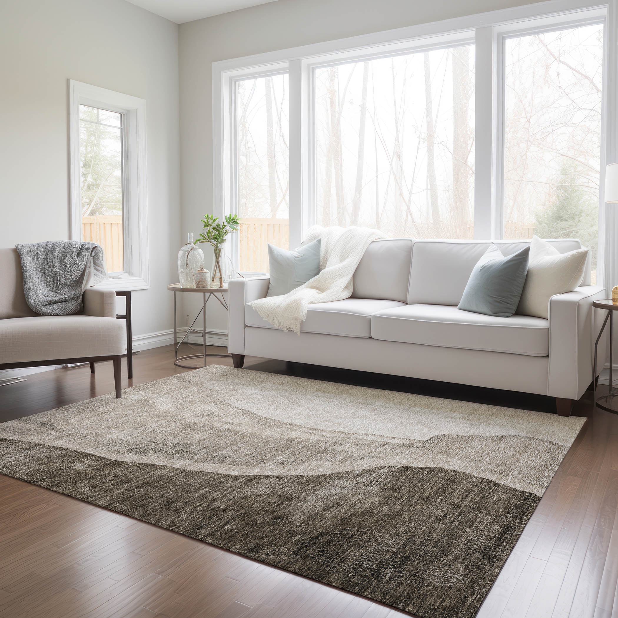 Taupe Abstract Flat Woven Synthetic 8' x 10' Area Rug
