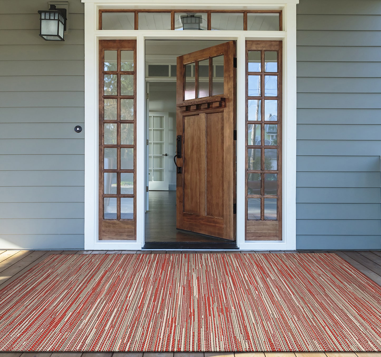 Couristan 78471001510092T Monaco 6 x 9 (ft) Loomed Polypropylene Sand-Maroon-Salmon Rectangular Indoor/Outdoor Stripe Area rug