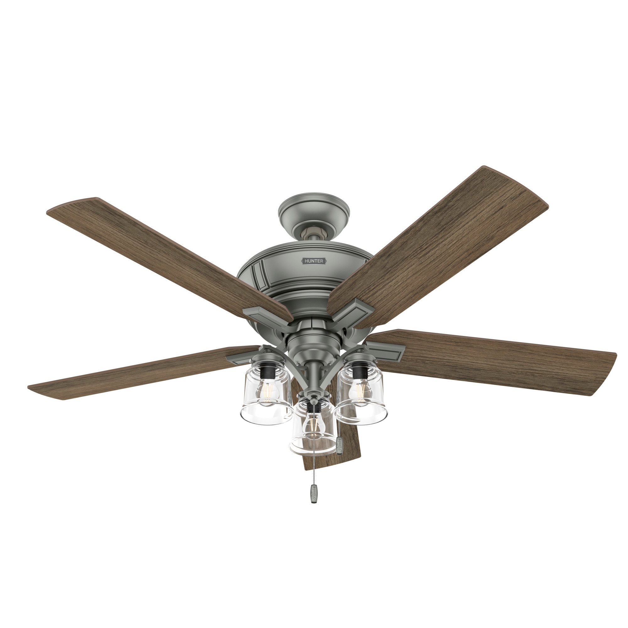 Maya 54-in Matte Silver LED Indoor Ceiling Fan with Light (5-Blade) | - Hunter 52433