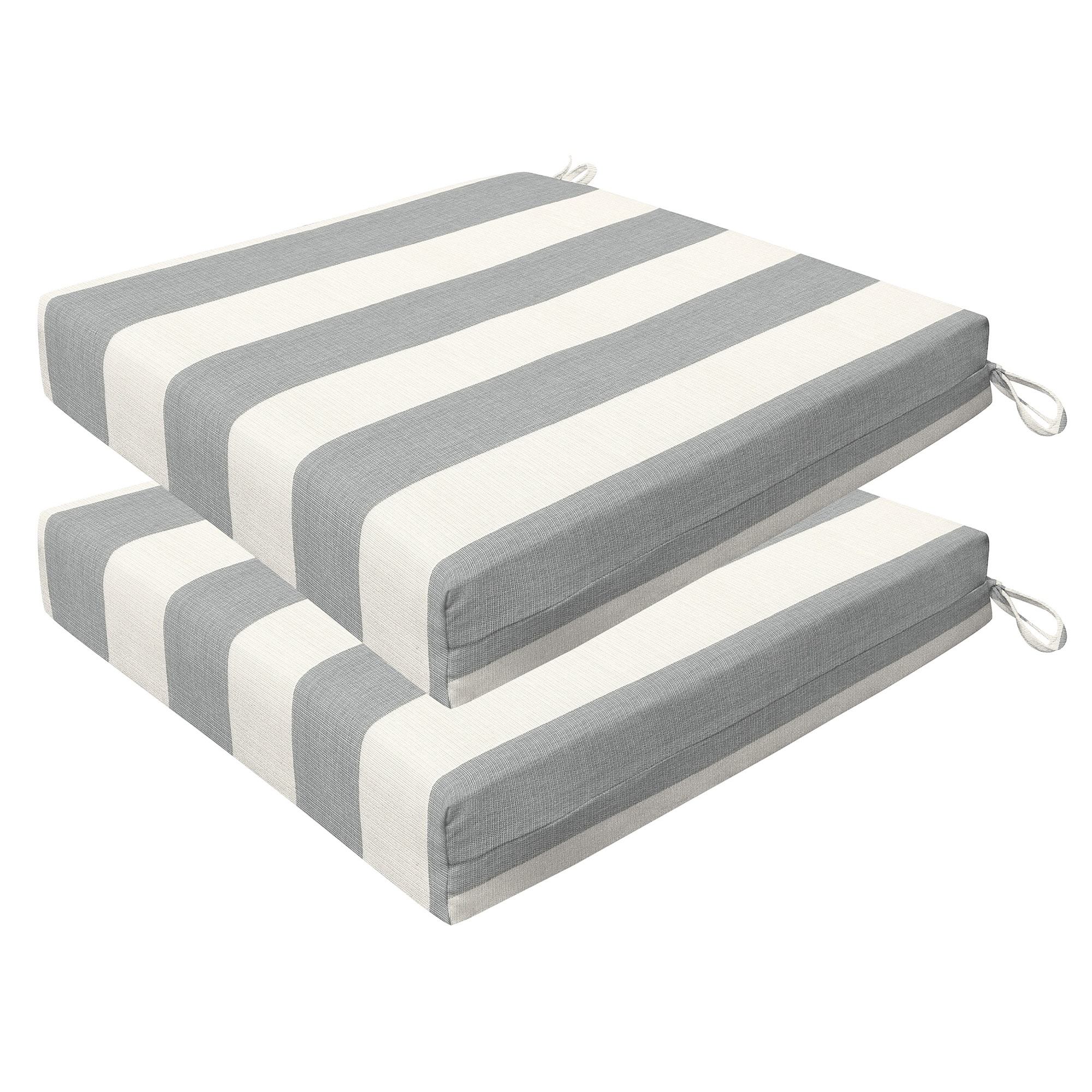 3i Products 21312S-201A175 20-in x 20-in 2 -Piece Cabana Stripe Stone Grey Patio chair cushion