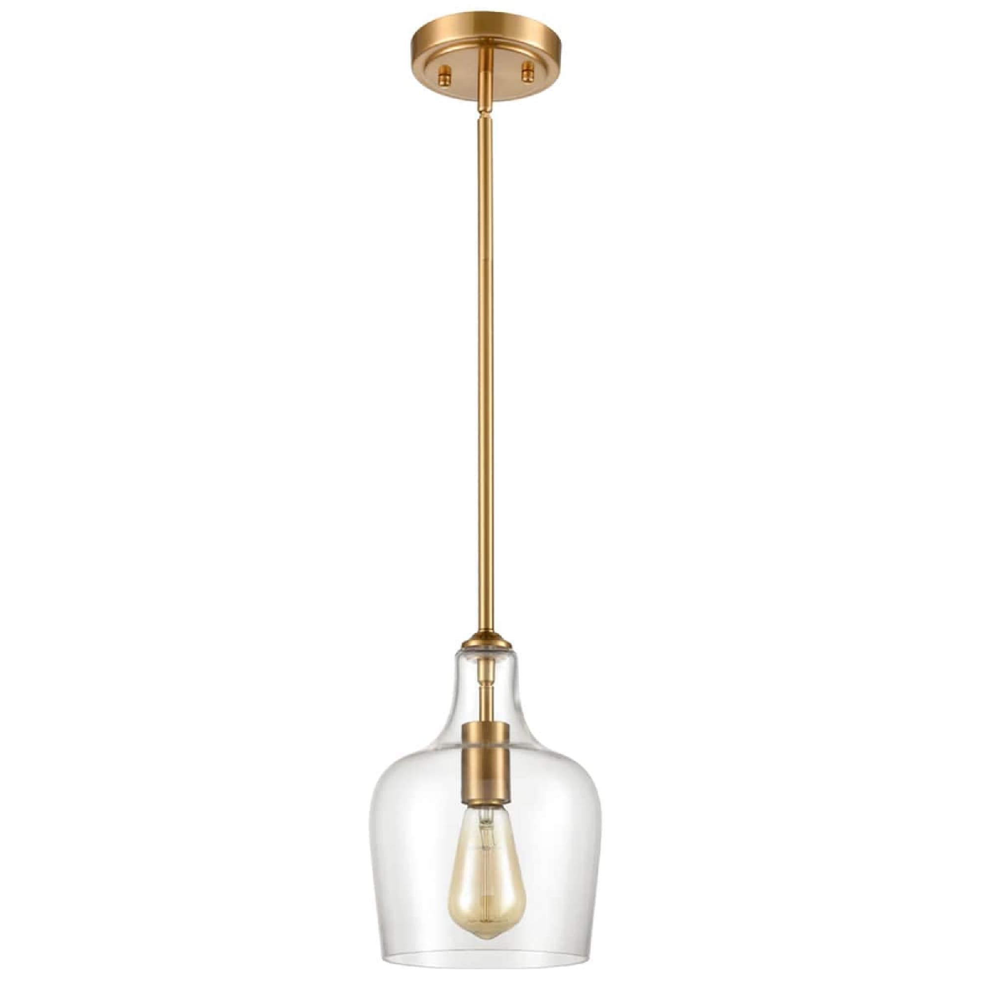 Modern Brass and Clear Glass Mini Pendant Light
