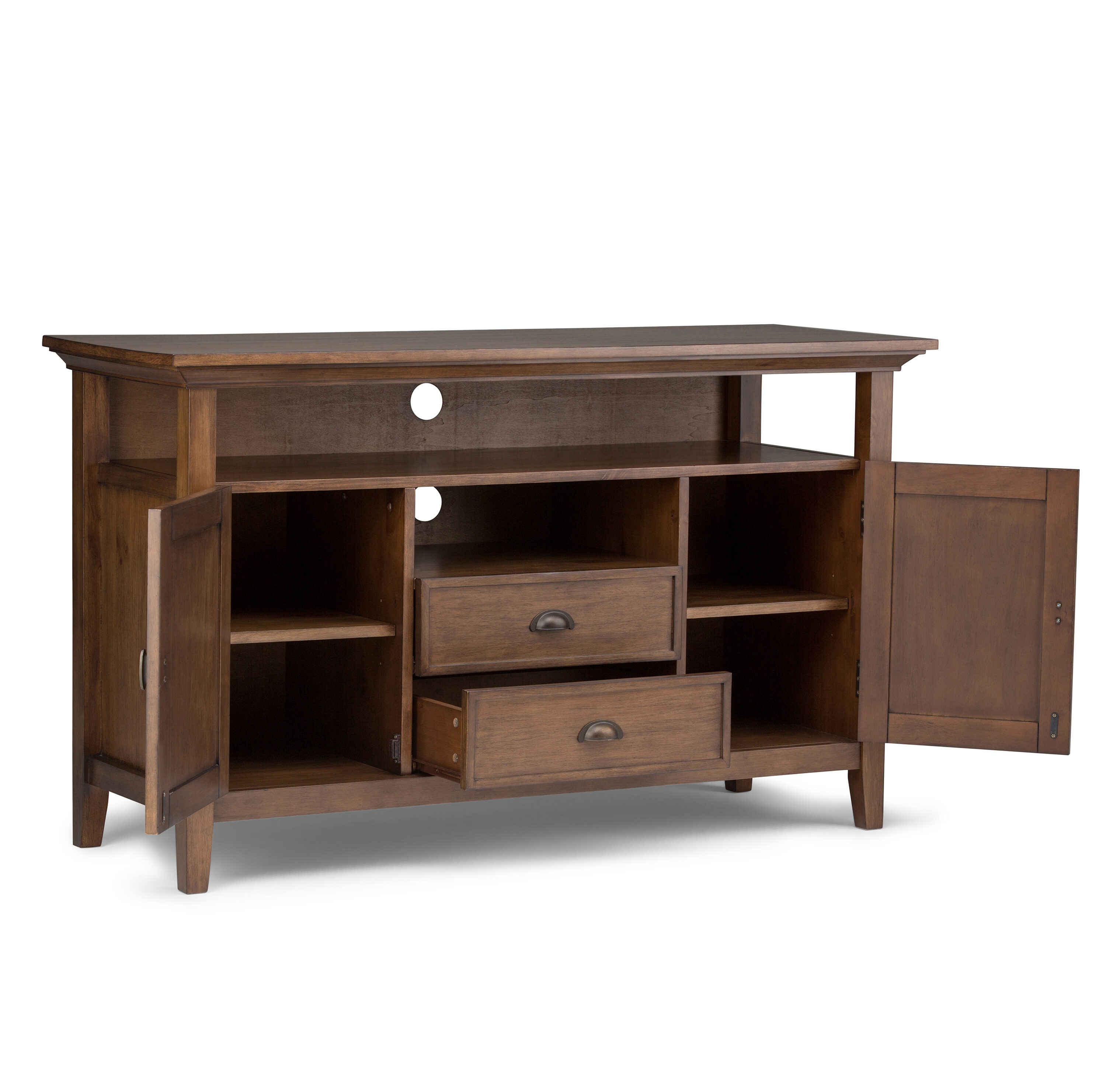 Rustic Natural Aged Brown Pine Wood 54" TV Cabinet