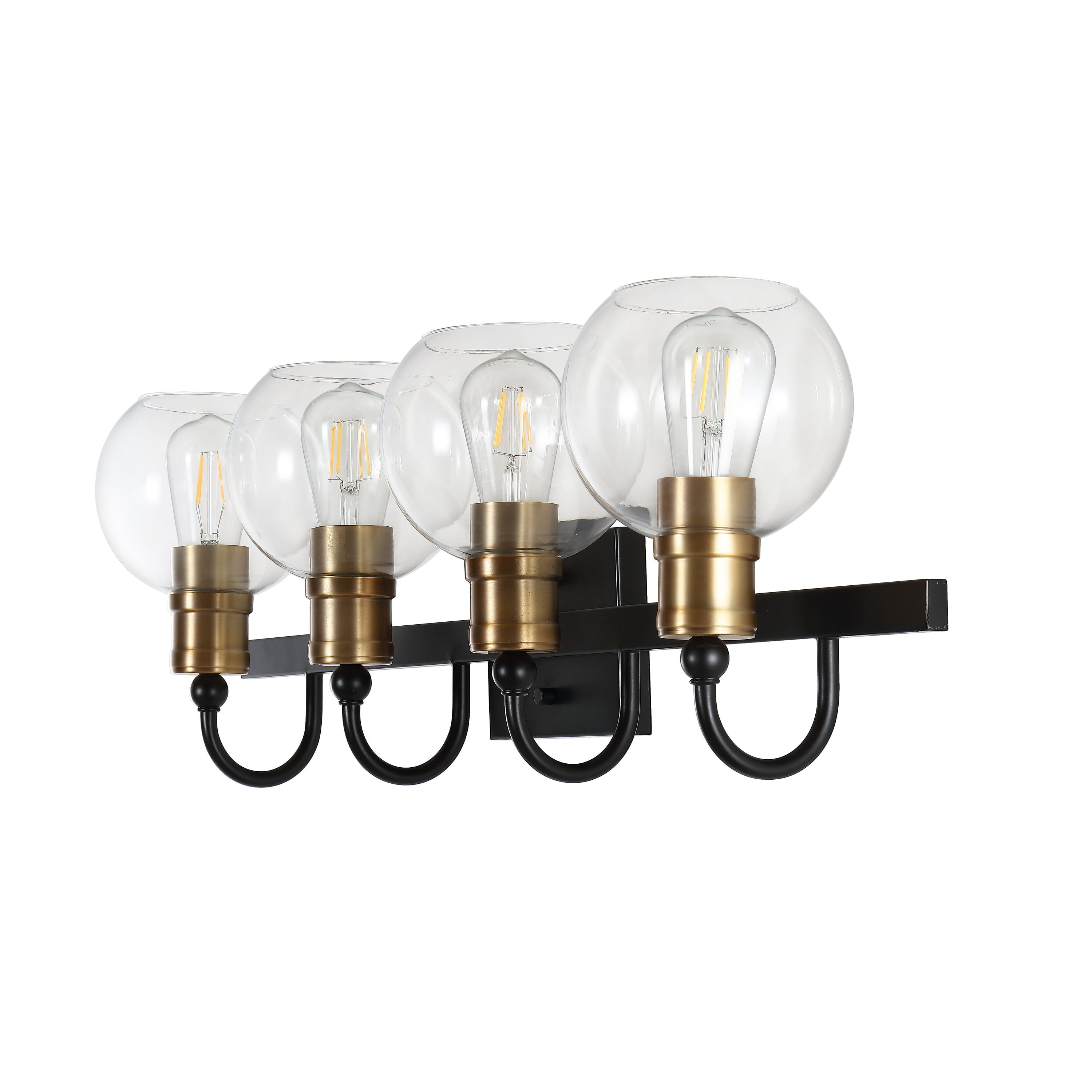 Espanola Black Iron 4-Light Vanity with Clear Glass Globes