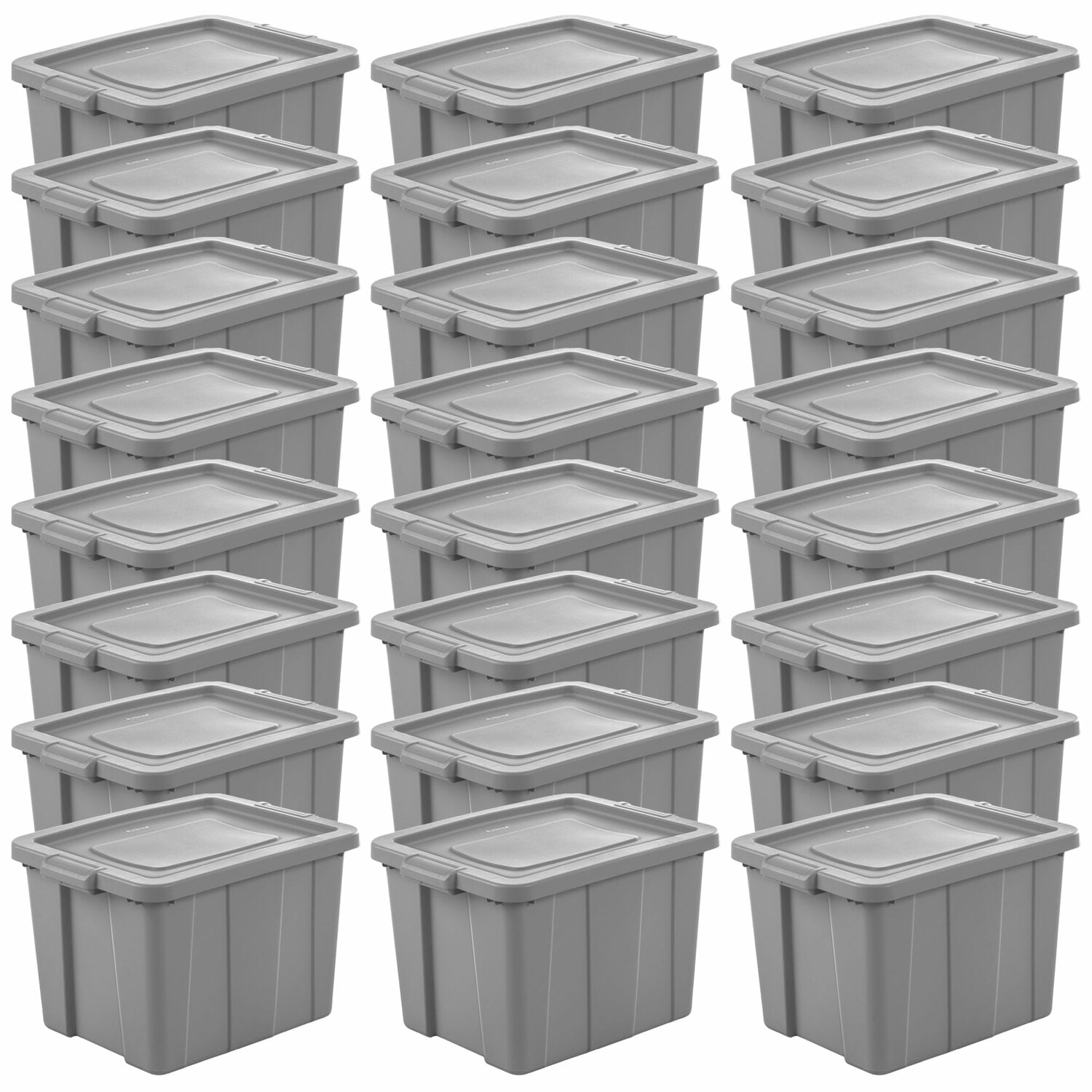 Sterilite 24-Pack Medium 18-Gallons (72-Quart) Gray Tote with Latching Lid  in the Plastic Storage Containers department at