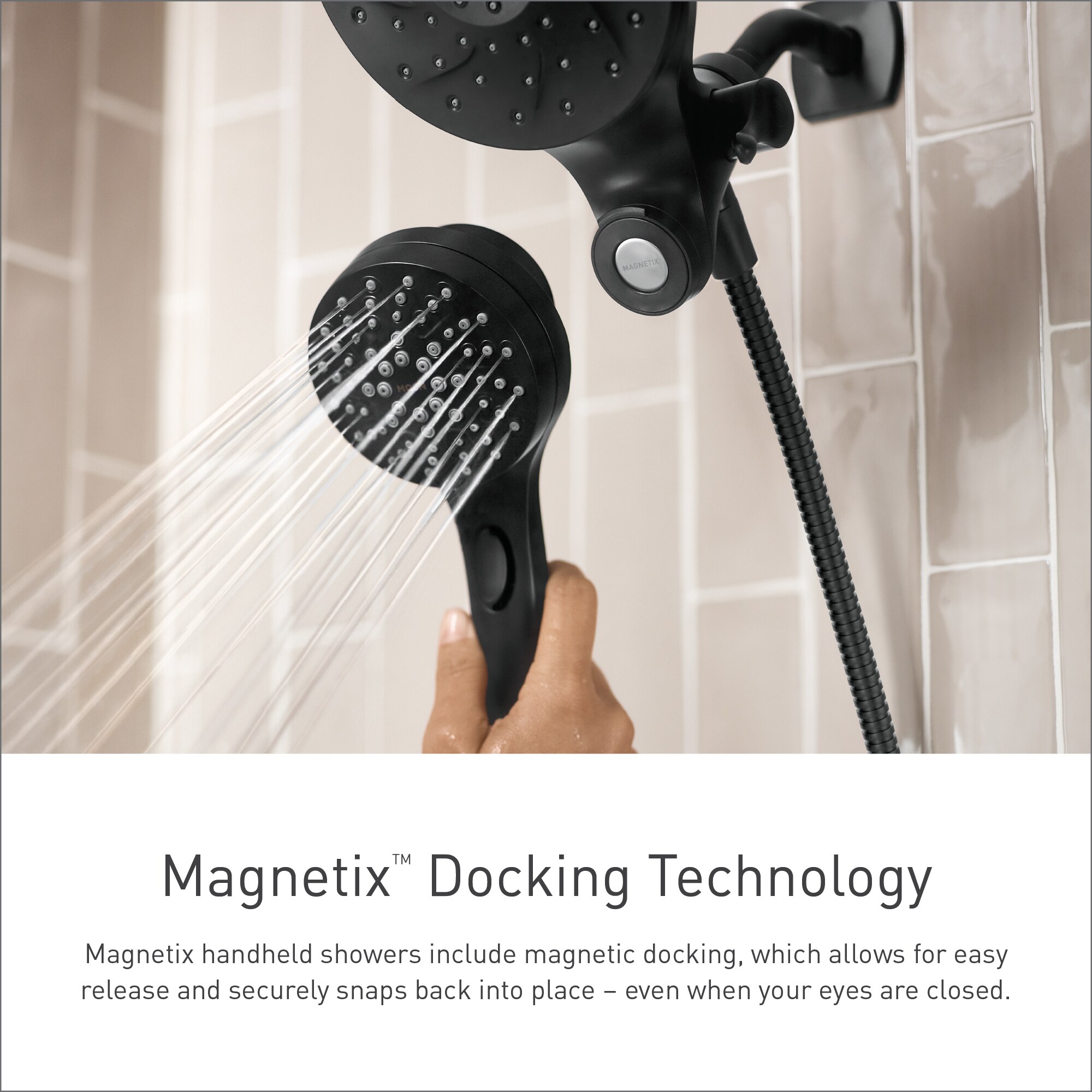 Moen Magnetix Engage Matte Black Dual/Combo Shower Head 2.5-GPM (9.5-LPM)