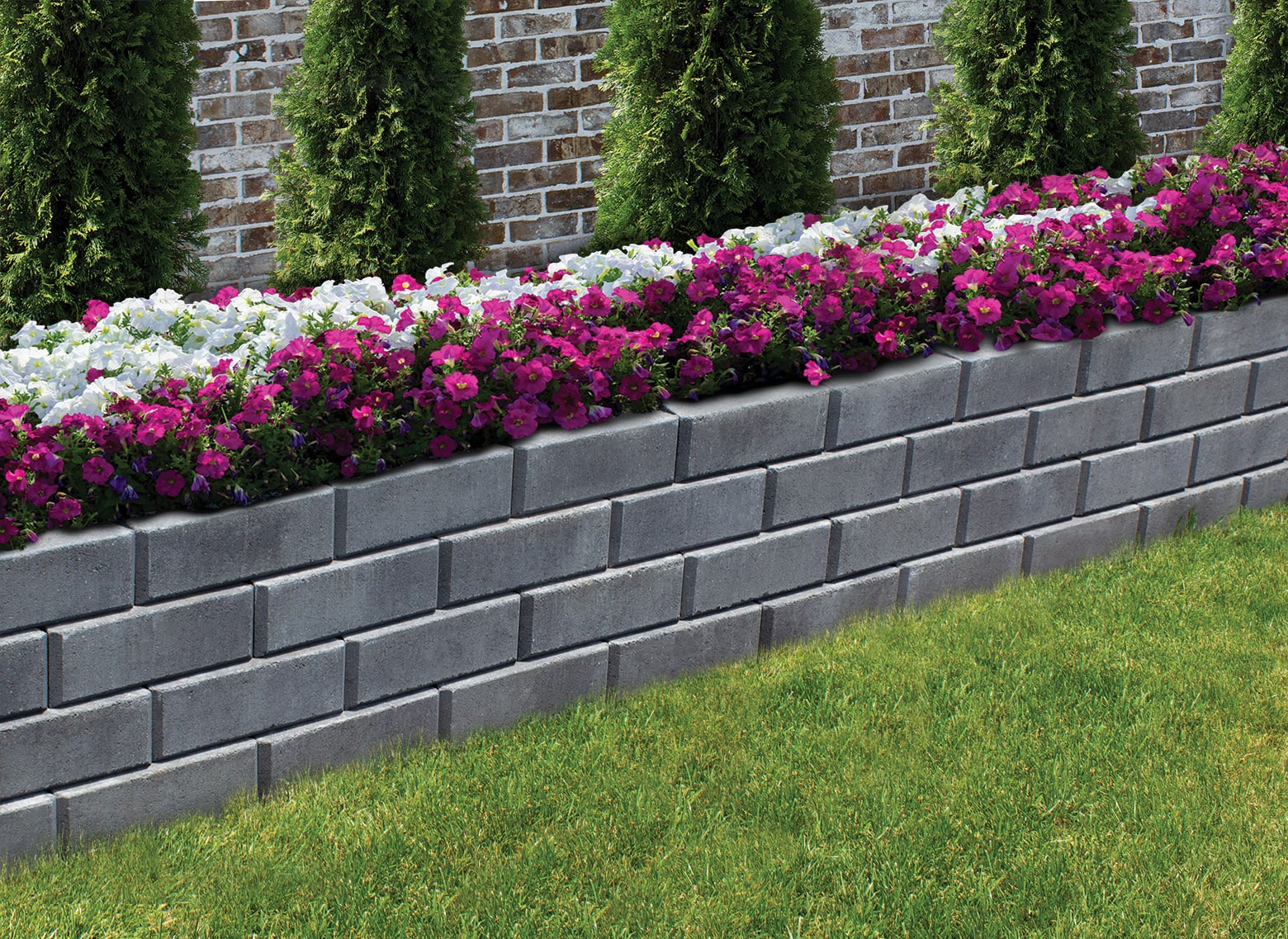 4-in H x 12-in L x 7-in D Gray/Charcoal Concrete Retaining Wall Block ...