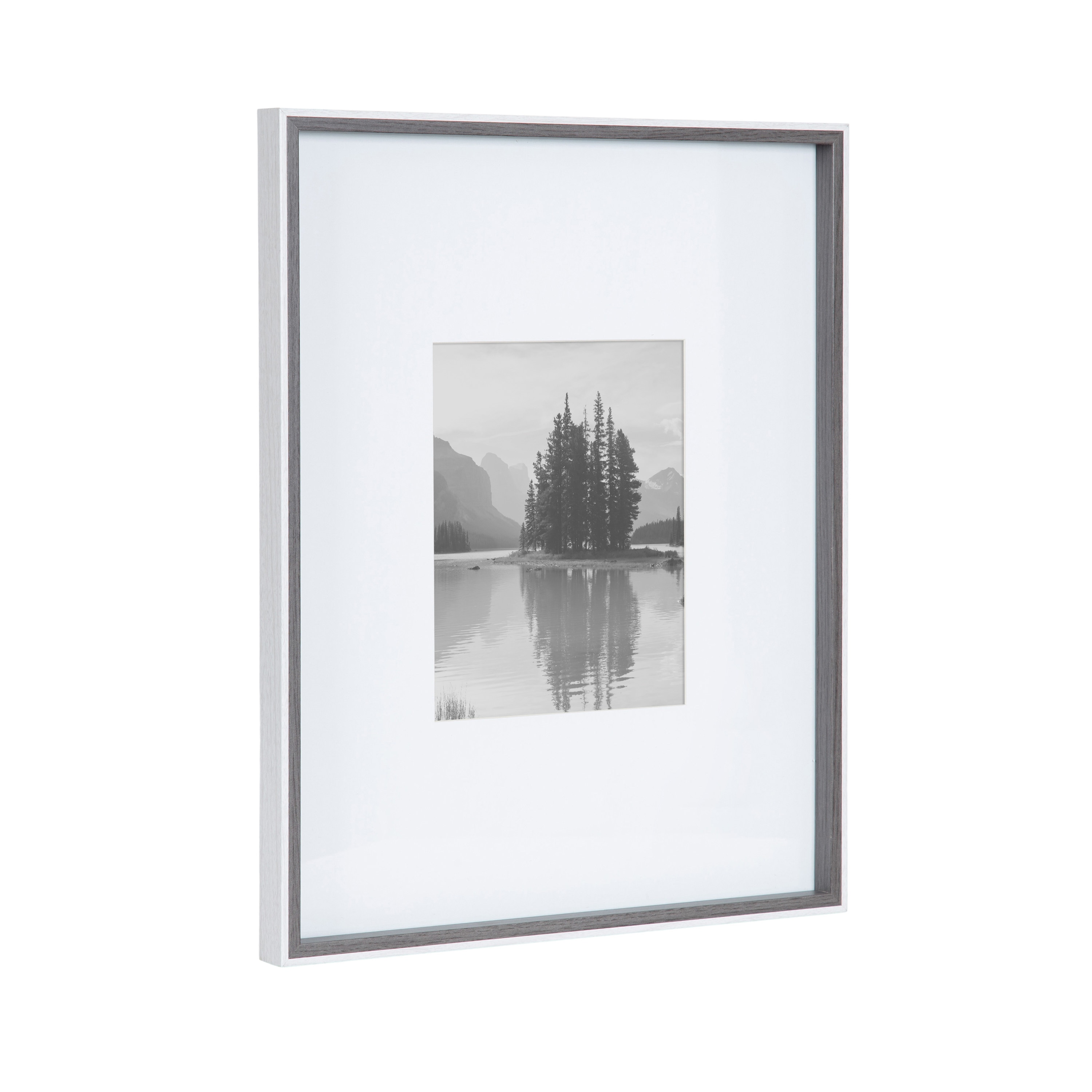 Gray and White Wood 16x20 Matted Photo Frame Set