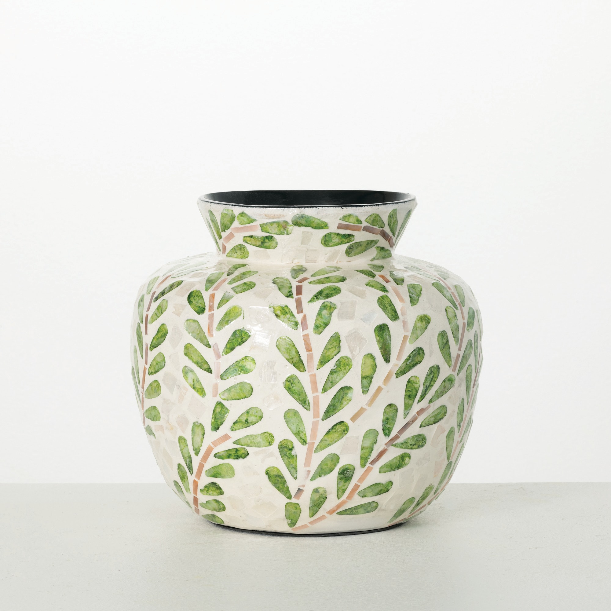 Sullivans N3186 Green Wood Modern Vase