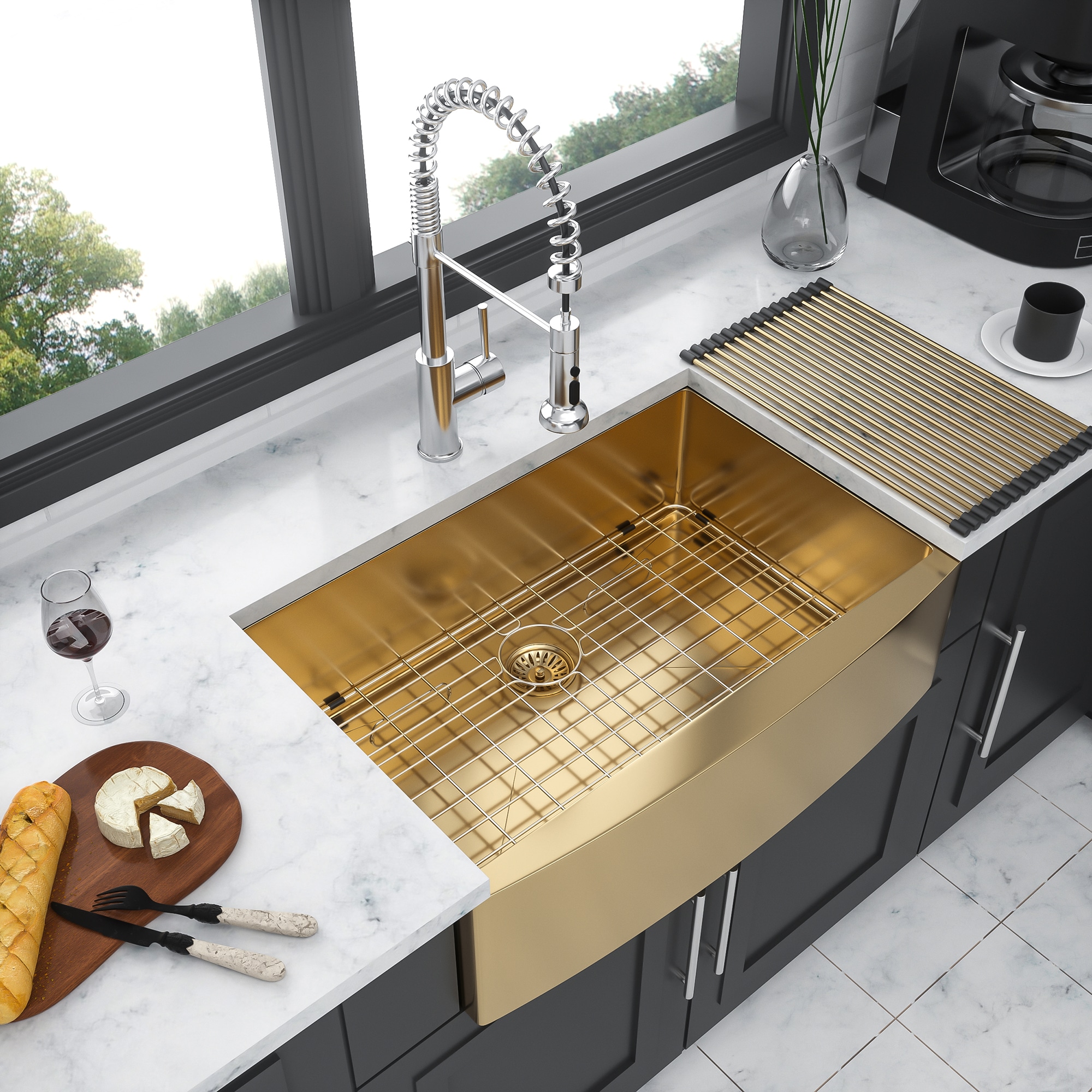 Nano Gold Stainless Steel Single Bowl Kitchen Sinks Kitchen Sink Divider  Multifunctional Table Board Sink Basin
