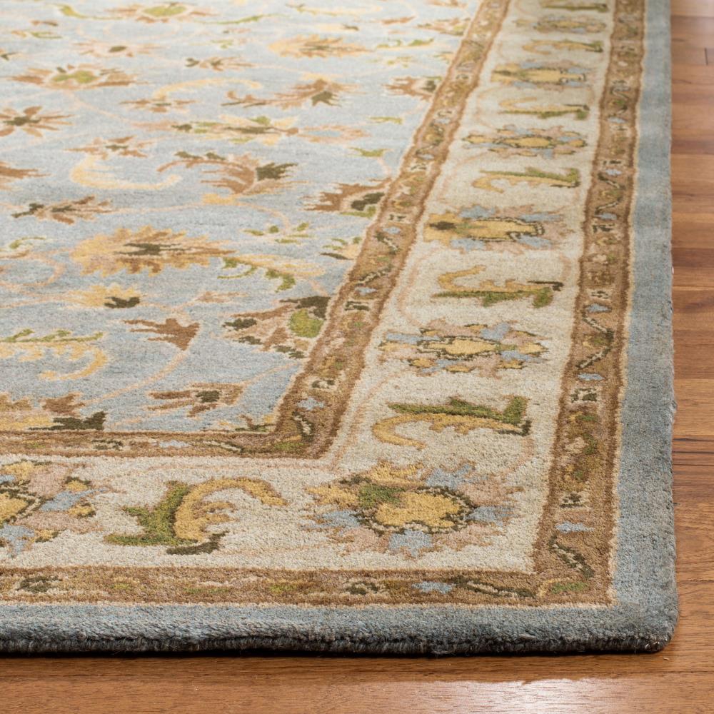 Light Blue and Beige Hand-Tufted Wool Area Rug 4' x 6'