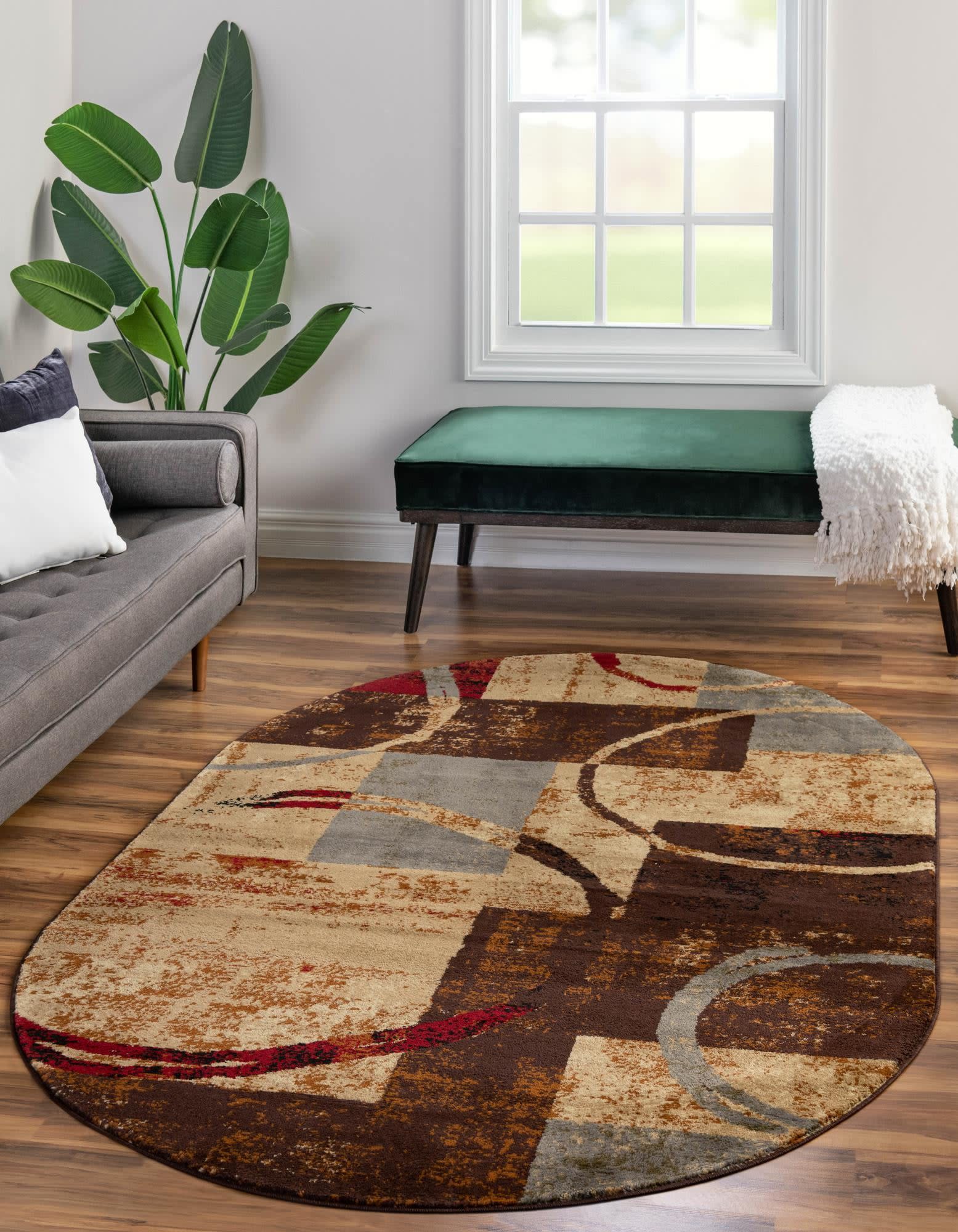 Unique Loom 3200612 Barista 3 x 5 (ft) Loomed Polypropylene Multi Oval Indoor Geometric Area rug