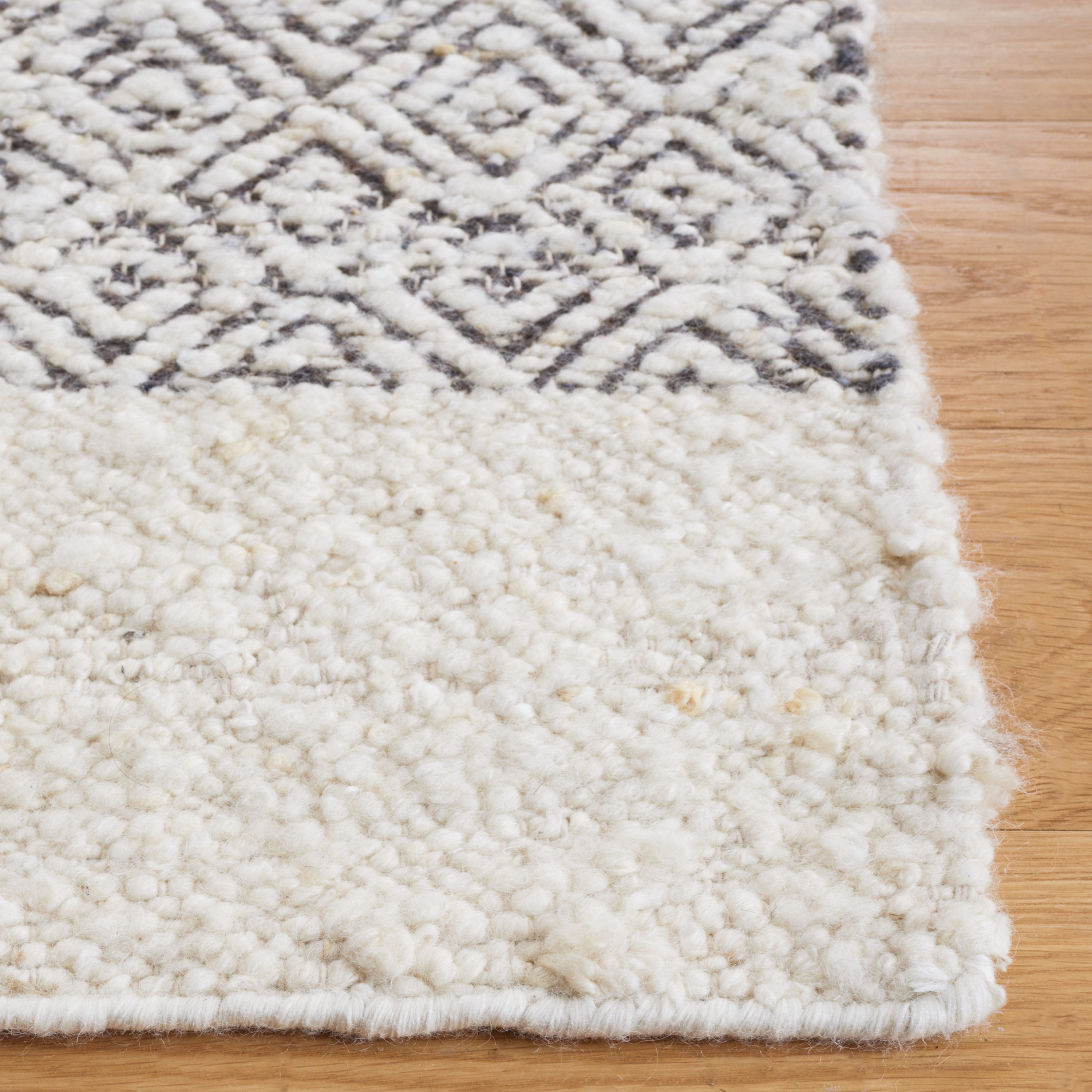 Ivory Wool and Chenille Flat Woven Runner Rug