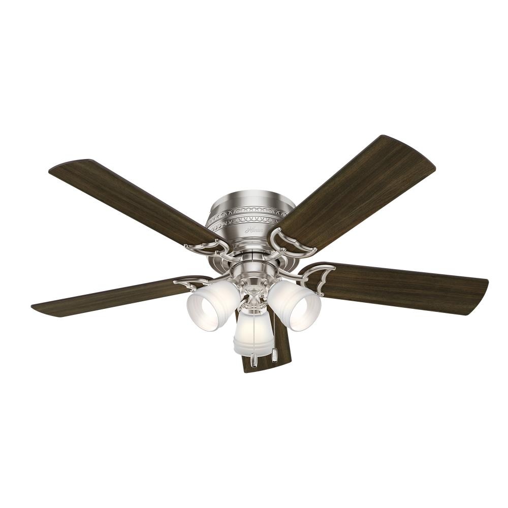 Hunter 53387 Prim 52-in Brushed Nickel Ceiling Fan with Light (5-Blade)