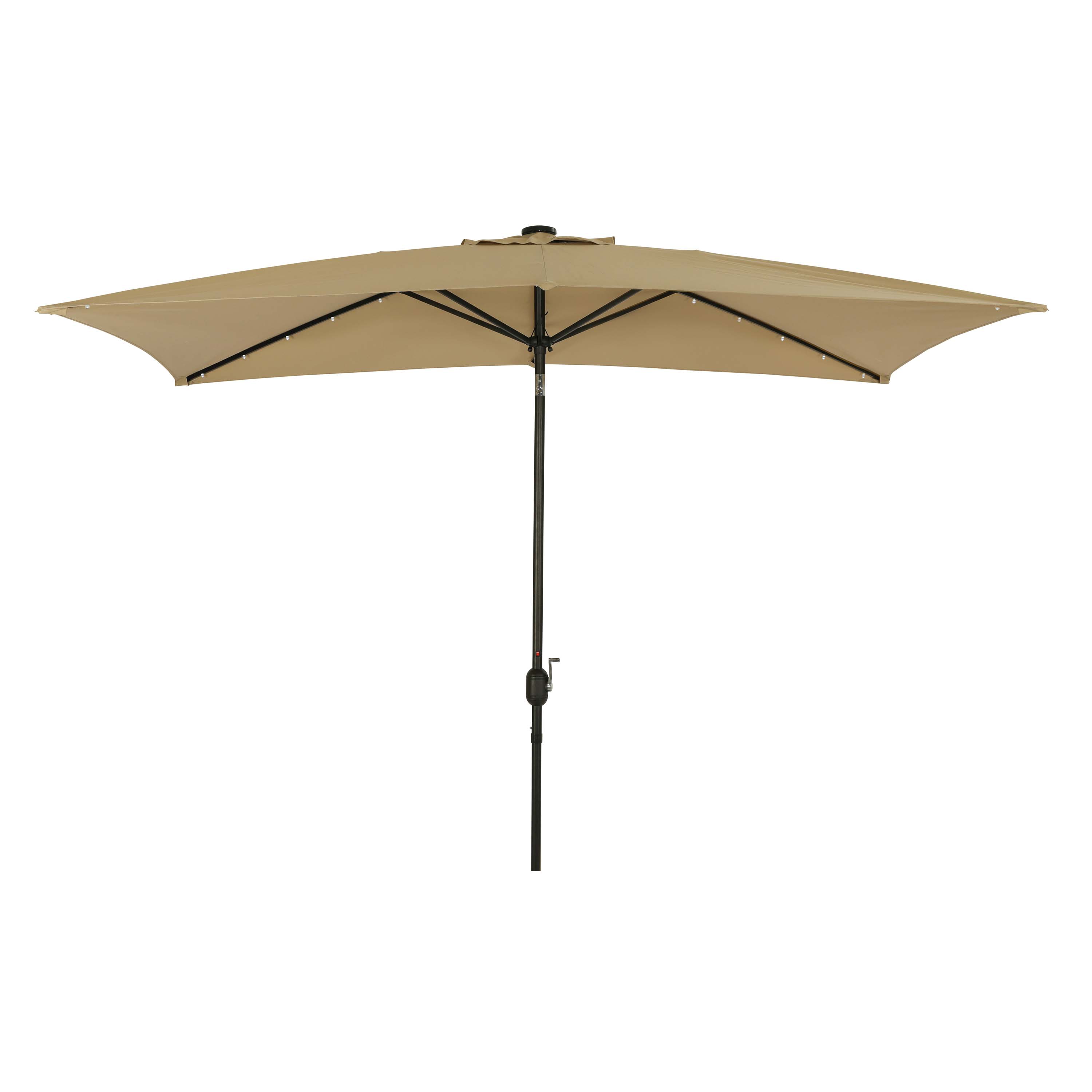 Island Umbrella NU6863 6.5-ft Aluminum Off-white Market Patio Umbrella with Lights