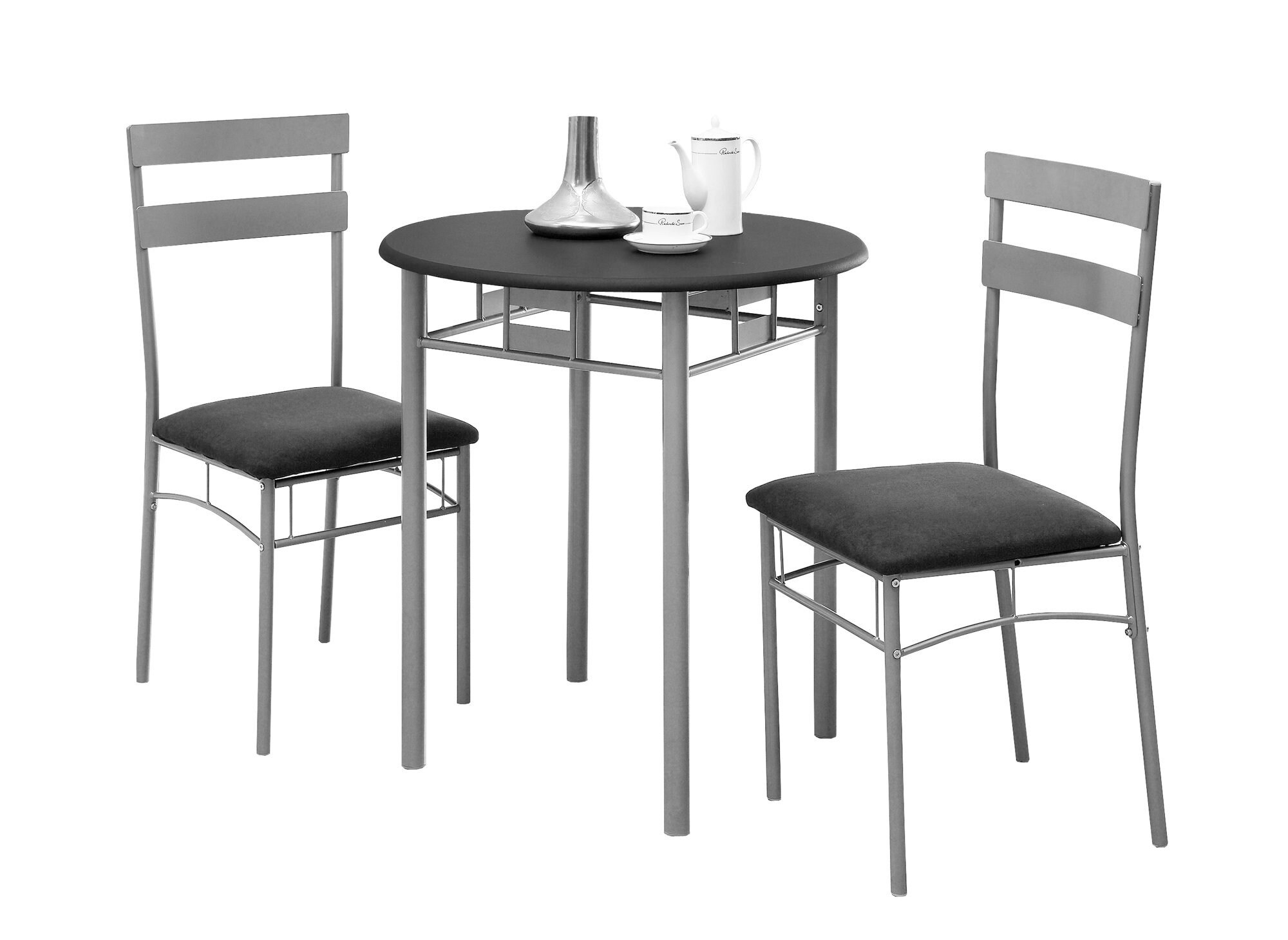 Monarch Specialties I 3095 Black Contemporary/Modern Dining Room Set with Round Table (Seats 2)