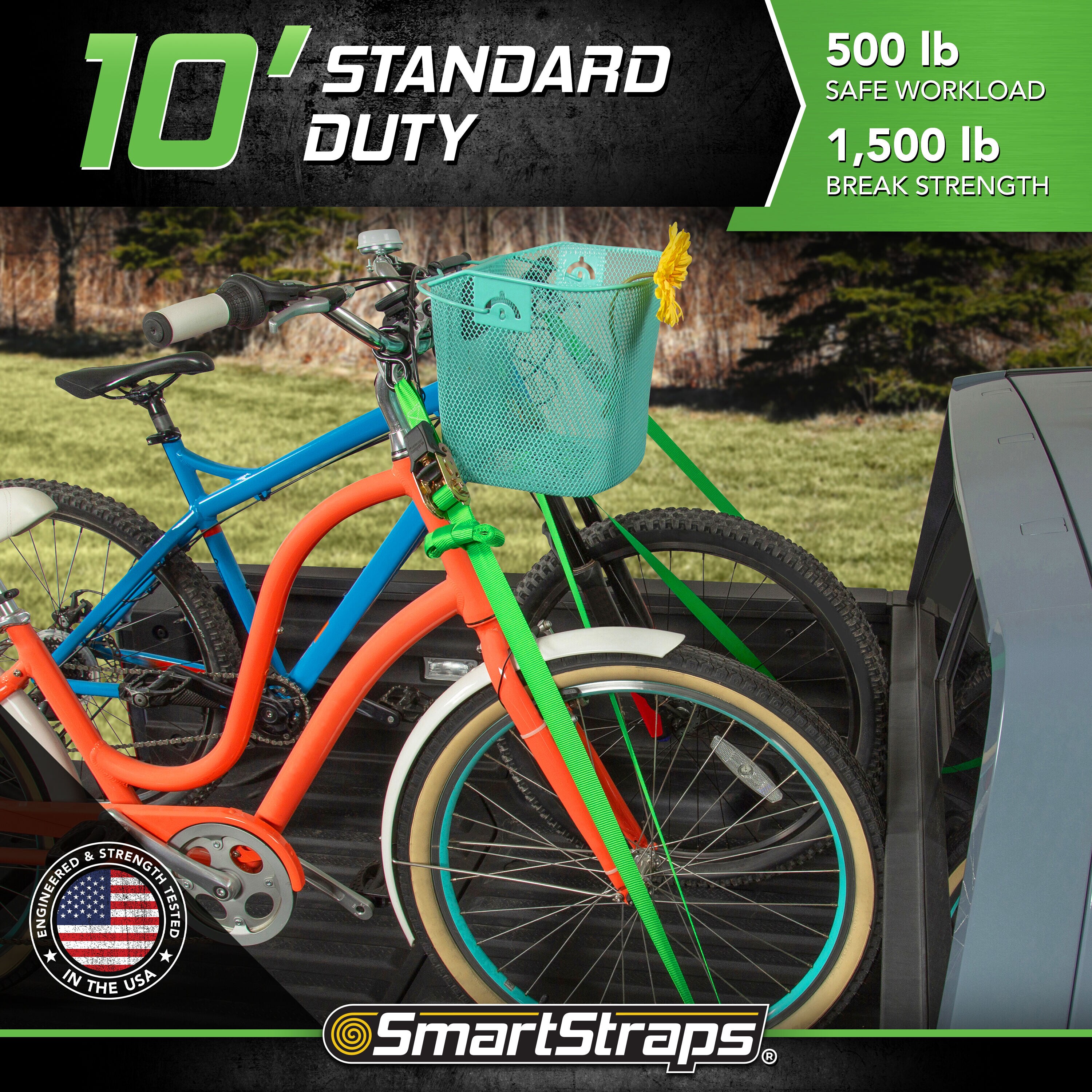 SmartStraps 1-in x 10-ft Ratchet Tie Down 1500-lb Break Strength (4-Pack)