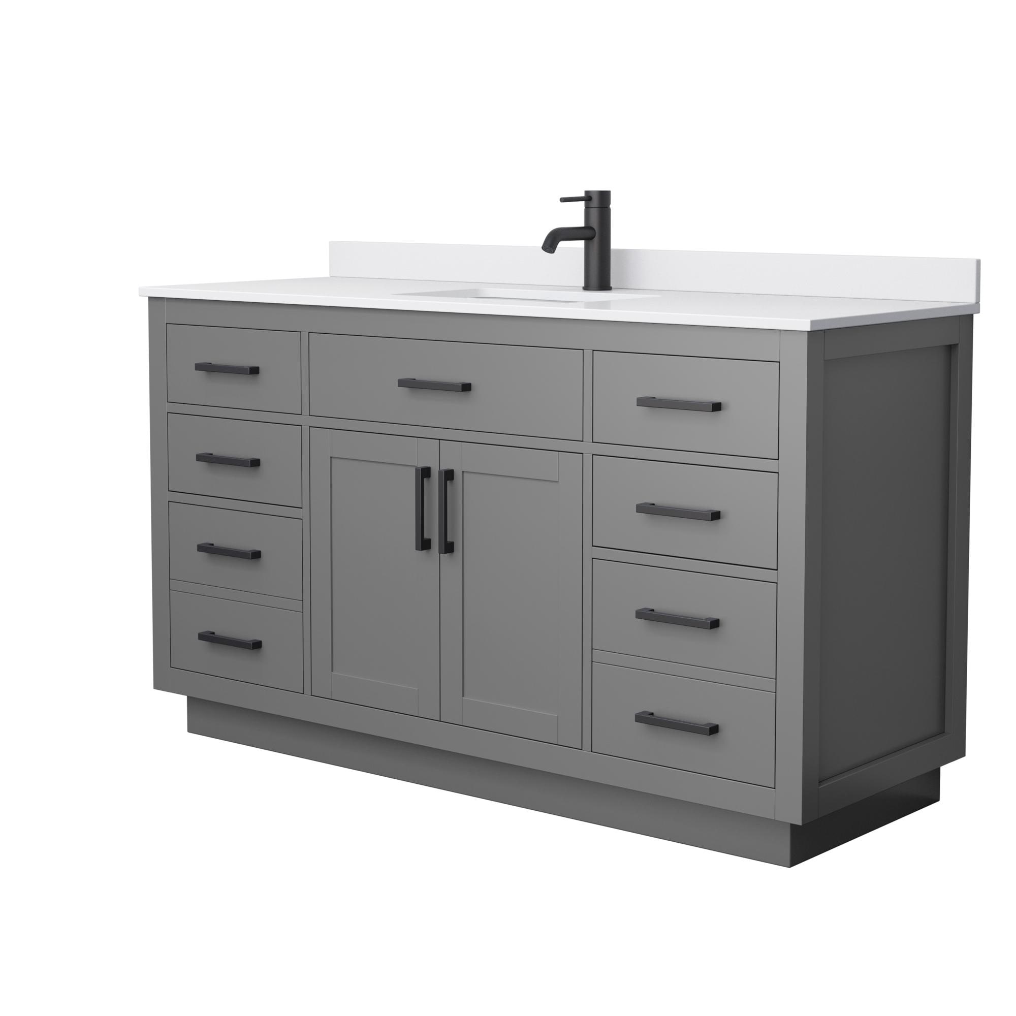 Wyndham Collection WCG262660SGBWCUNSMXX Beckett TK 60-in Dark Gray Undermount Single Sink Bathroom Vanity with White Cultured Marble Top