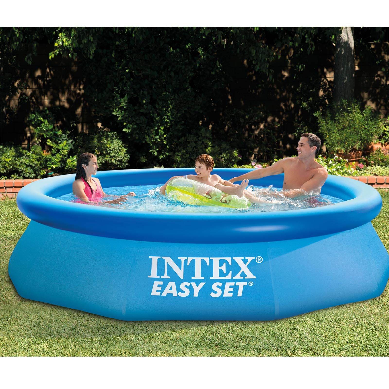 Touhou marxisme Moderat Intex 10-ft x 10-ft x 30-in Inflatable Top Ring Round Above-Ground Pool  with Pool Cover in the Above-Ground Pools department at Lowes.com