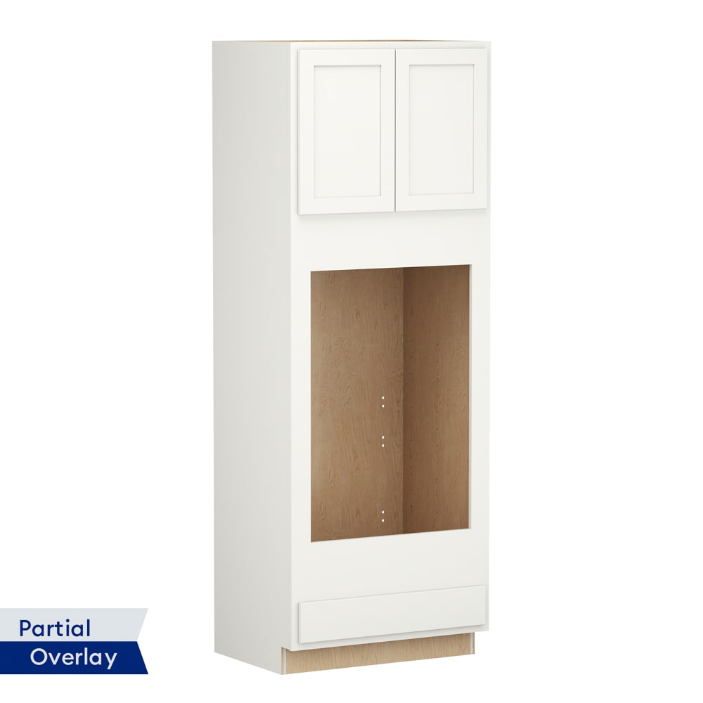 Shenandoah PRO Express Breckenridge 33-in W x 84-in H x 24-in D Linen Partial Overlay 1-Drawer Double Oven Base Fully Assembled Plywood Cabinet (Recessed Panel Shaker Style)