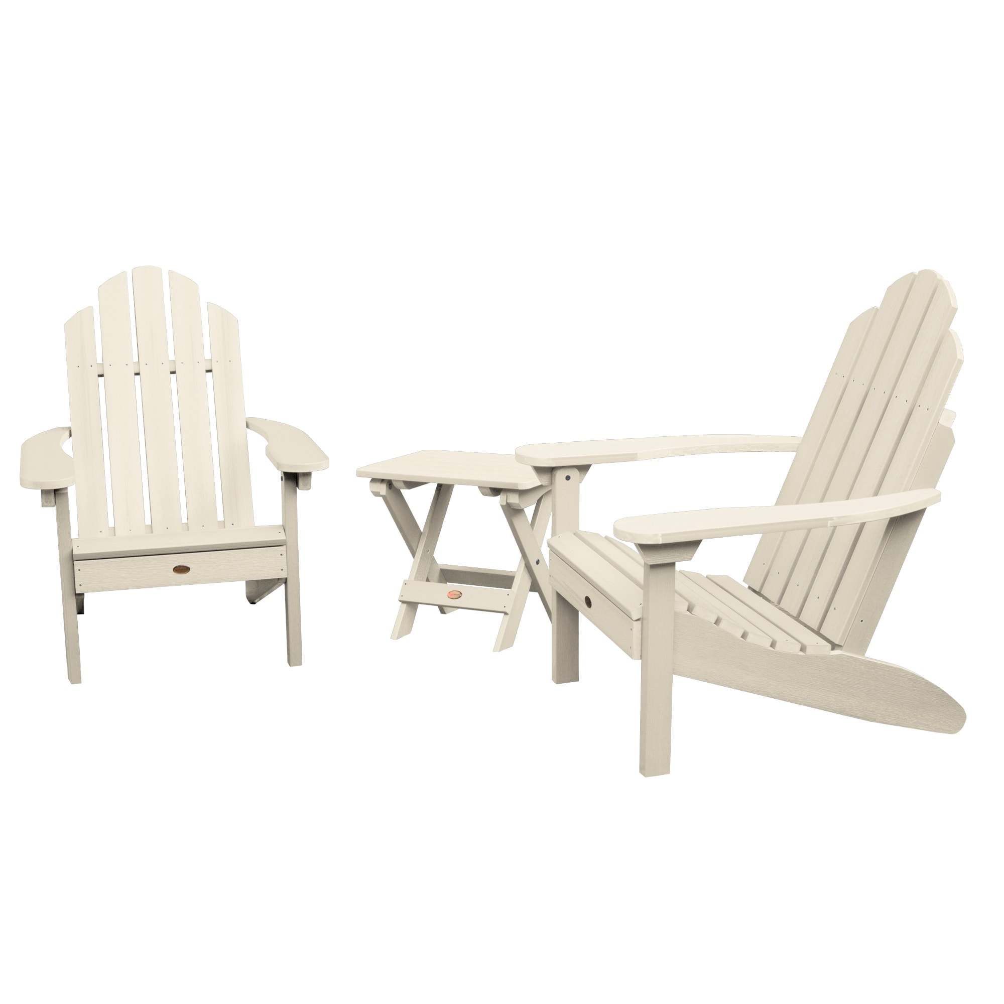 Whitewash Traditional 2-Person Adirondack Chair Set with Side Table