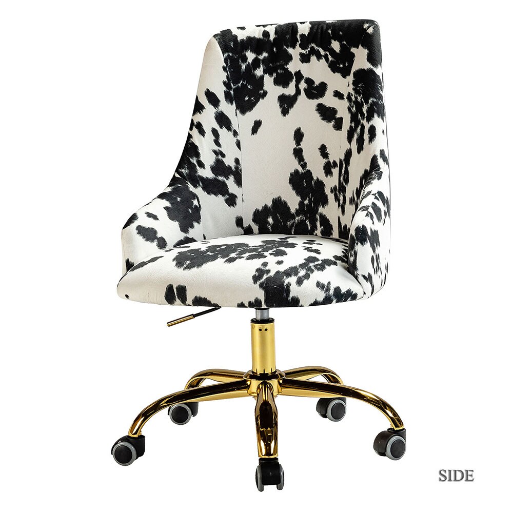14 Karat Home OFM0022-BLACK Black Contemporary Ergonomic Adjustable Height Swivel Polyester Executive Chair