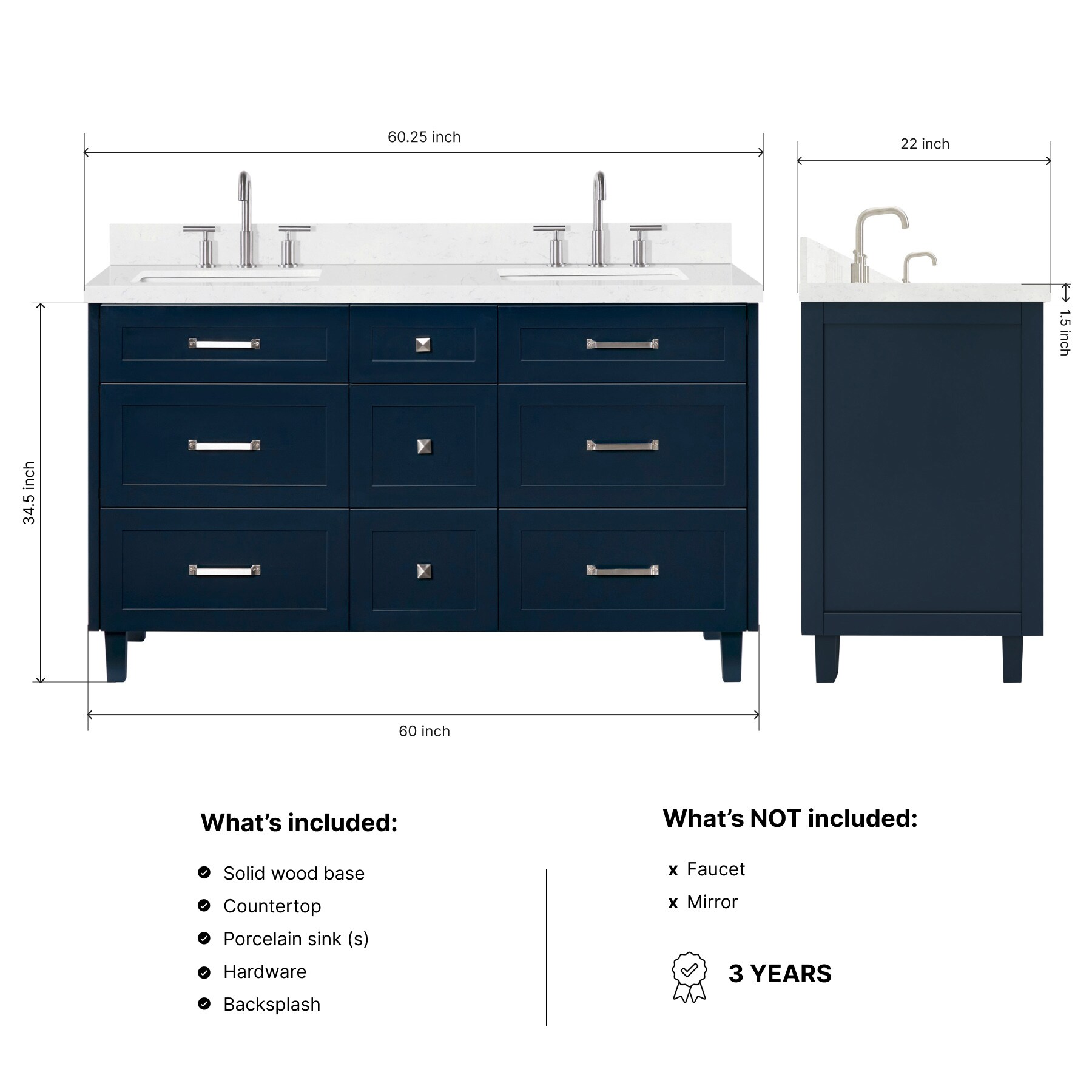 ARIEL B60DCQRVOMNB Bath-Vanity-Combo - View #4