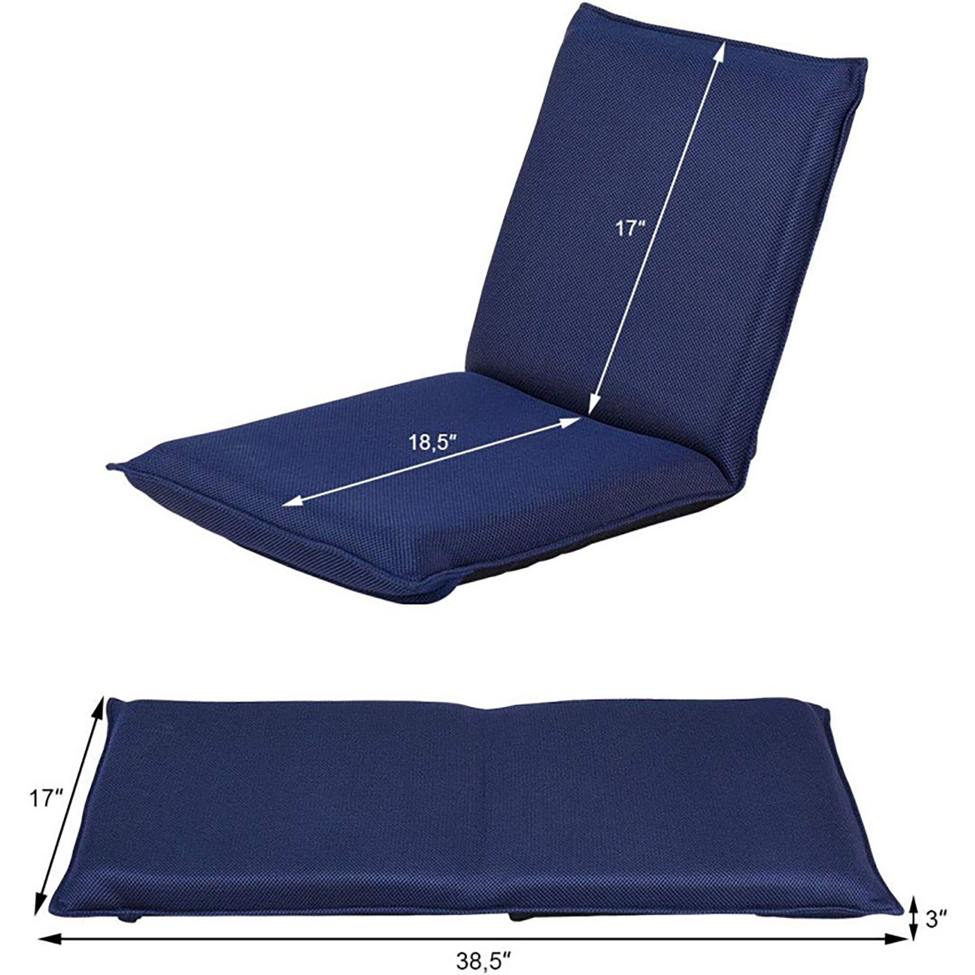 Navy Blue Adjustable Folding Floor Chair with Mesh Fabric