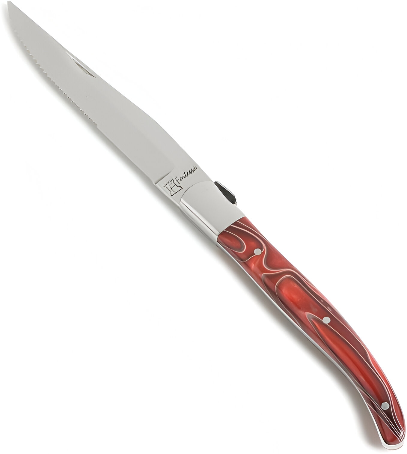 Fortessa Provencal 9.25 Inch Serrated Steak Knife with Red Handle Set of 6