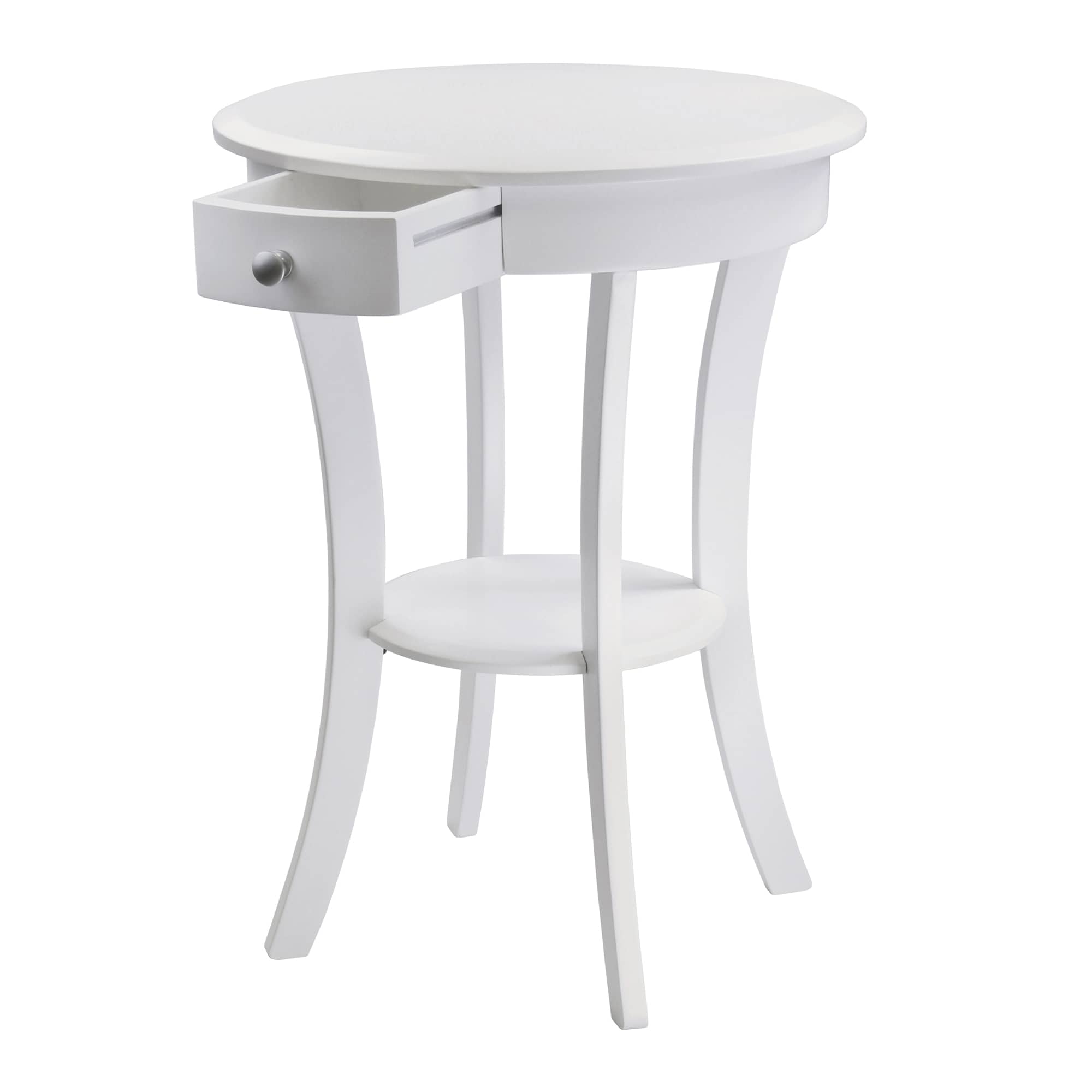 Elegant Sasha 20" White Wood Round Table with Storage