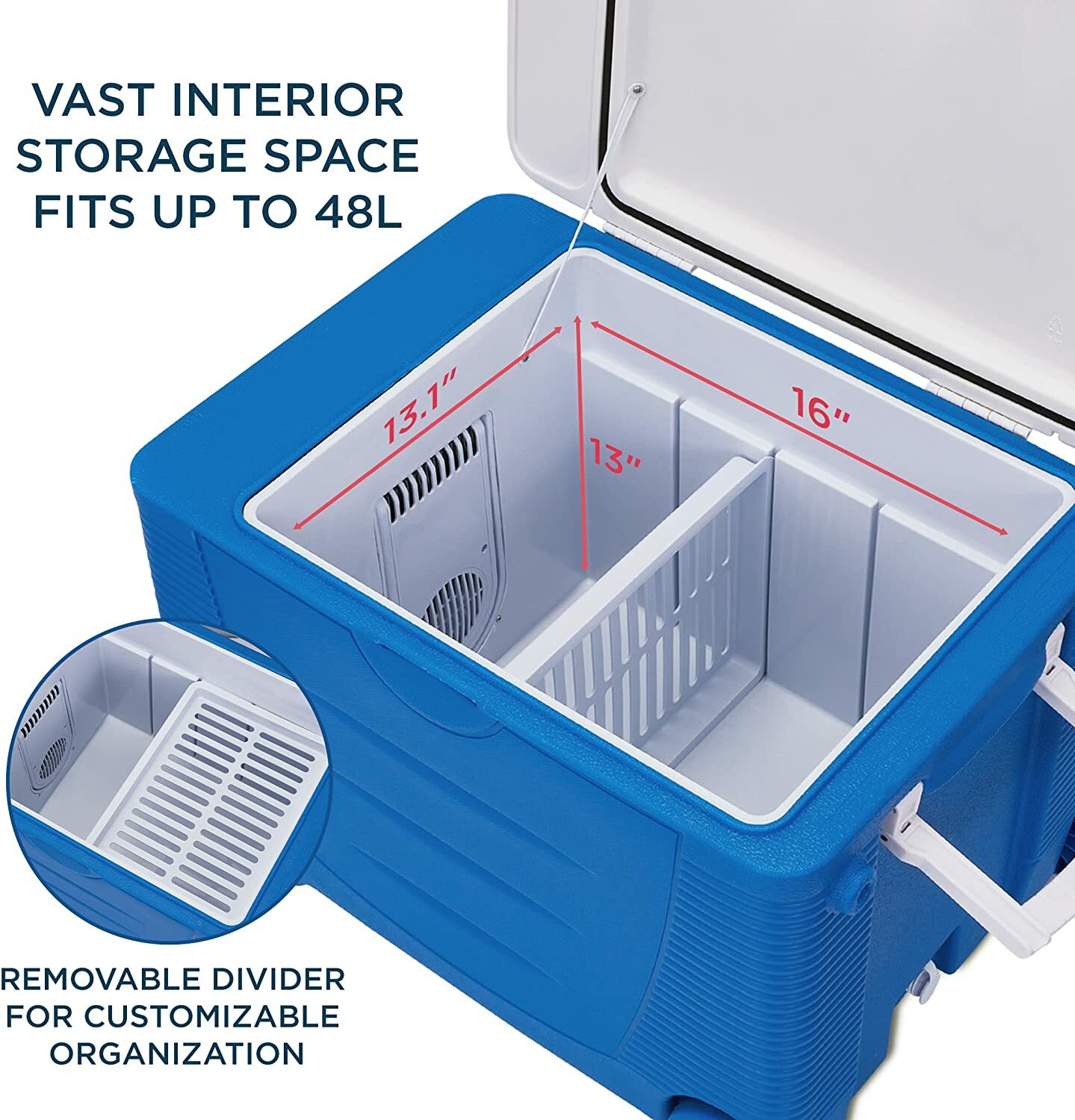 Ivation Blue 45L Portable Electric Cooler & Warmer for Camping - Beverage  Cooler, Spacious Storage, Heats up to 130°F, Cools down to 40°F, DC & AC