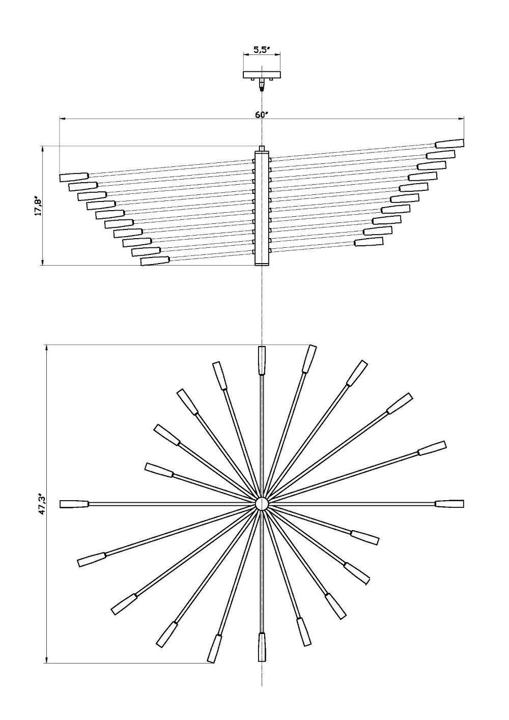 Ascension Matte Black 60" Steel 20-Light Chandelier