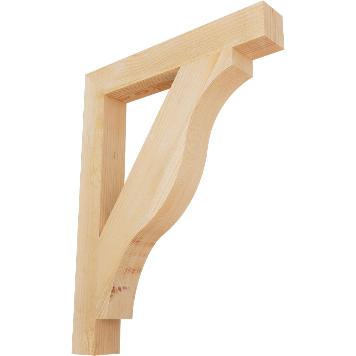 Ekena Millwork BKT04X28X36FST05RDF Funston Block Rough Sawn 4-in x 28-in x 36-in Douglas fir Brown Wood Standard bracket
