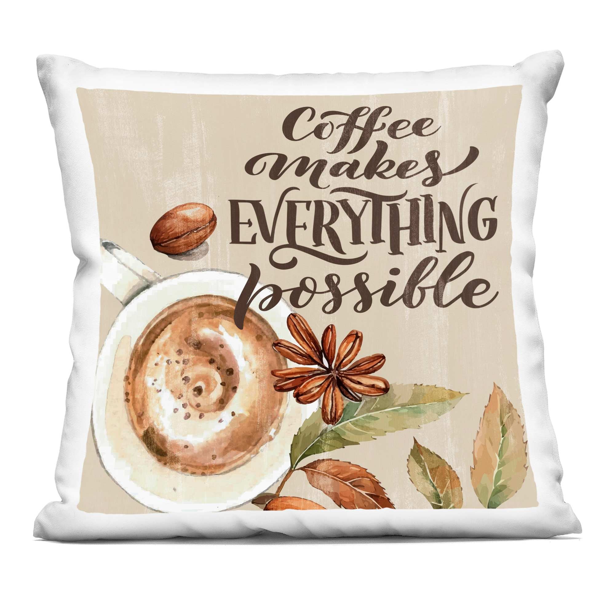 Stupell Industries PLO-892-SQW-18X18 Rustic Coffee Makes Possible Decorative Printed Pillow Design by Kim Allen