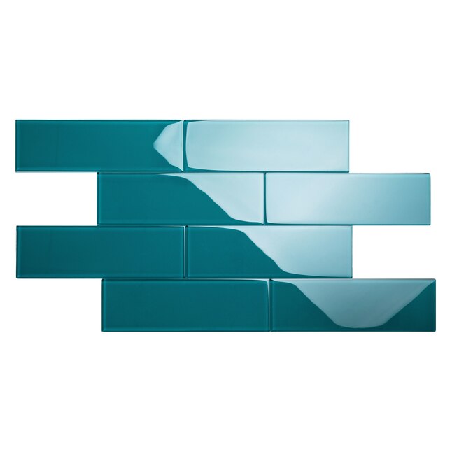 Giorbello 15-Pack Dark Teal 4-in x 12-in Glossy Glass Subway Wall Tile in  the Tile department at Lowes.com