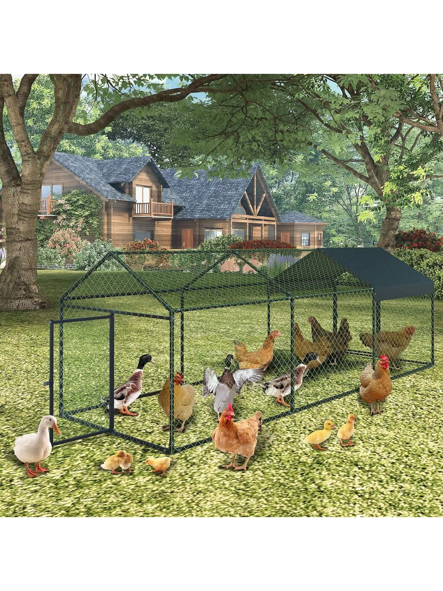 Amazon.com : Metal Chicken Coop with 2 Doors and Wheels