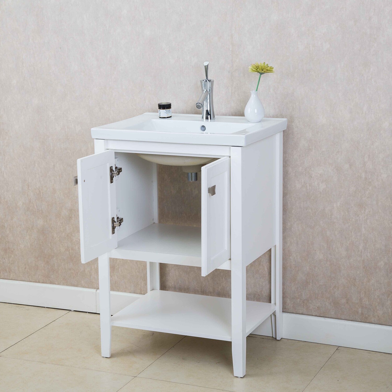 Eviva Tbilisi 24-in White Single Sink Bathroom Vanity with White ...