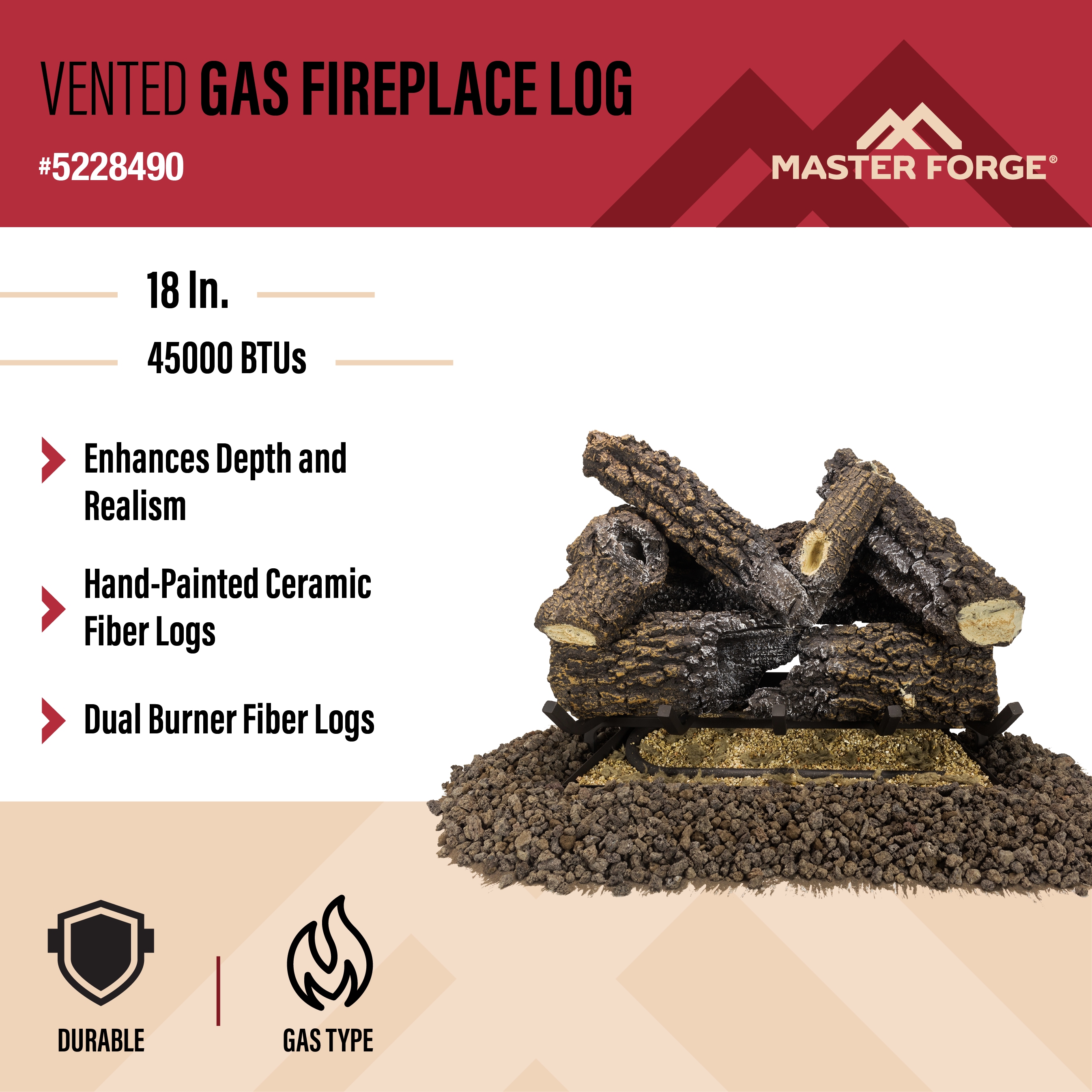 Master Forge VL-EO18DL Gas-Logs - View #3