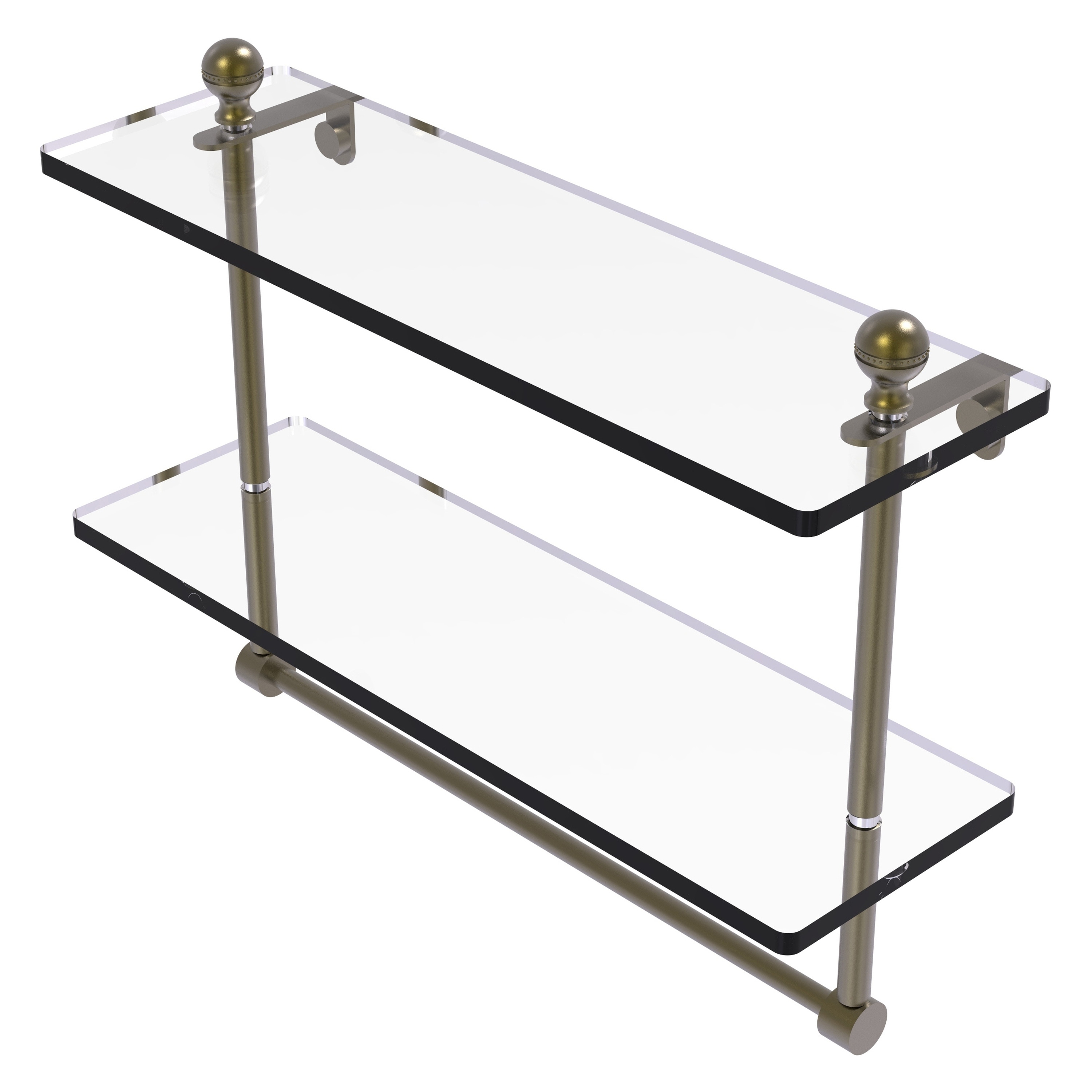Allied Brass MA-2/16TB-ABR Mambo Antique Brass 2 -Tier Wall mount Bathroom Shelf ( 16-in x 12-in x 5-in )