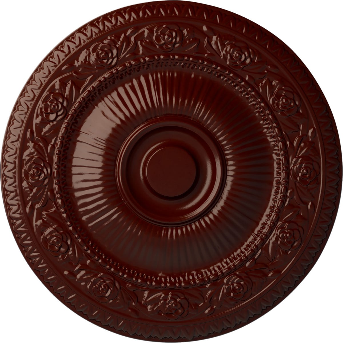 Ekena Millwork CM24NABMF Neuveau 24.25-in W x 24.25-in L Painted Brushed Mahogany Polyurethane Whole Ceiling Medallion