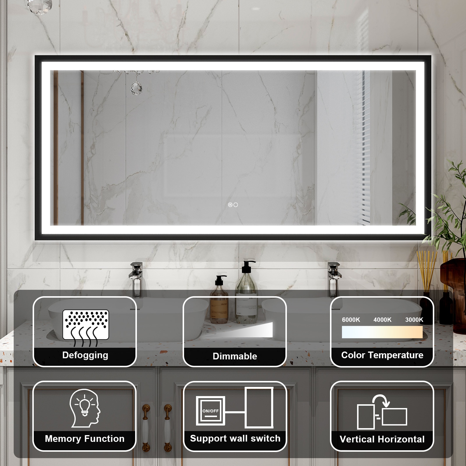 WELLFOR DH-MC04-6036SF2 Framed-Bath-Mirrors - View #3
