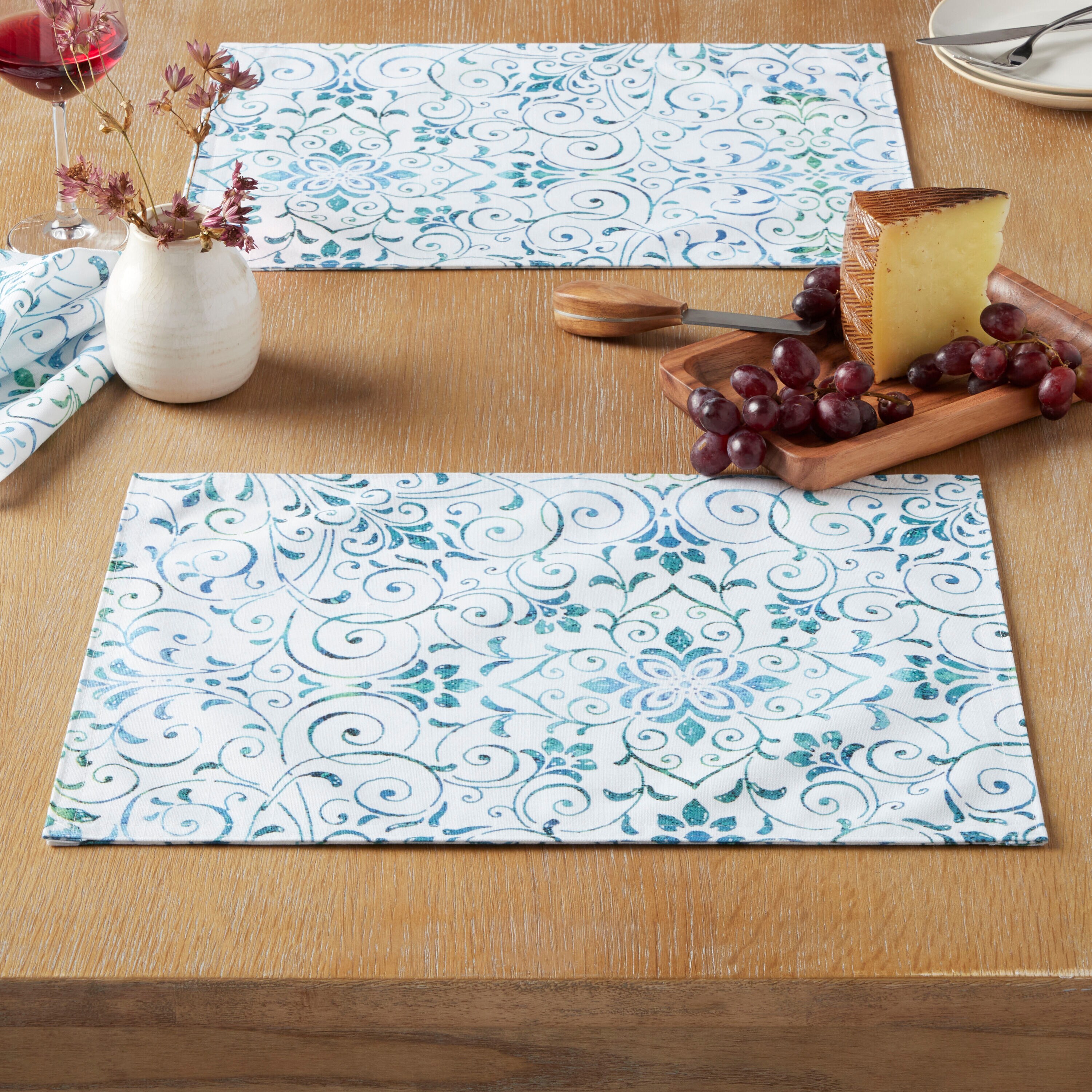 allen + roth 4Pack Blue Polyester Rectangle Placemats at