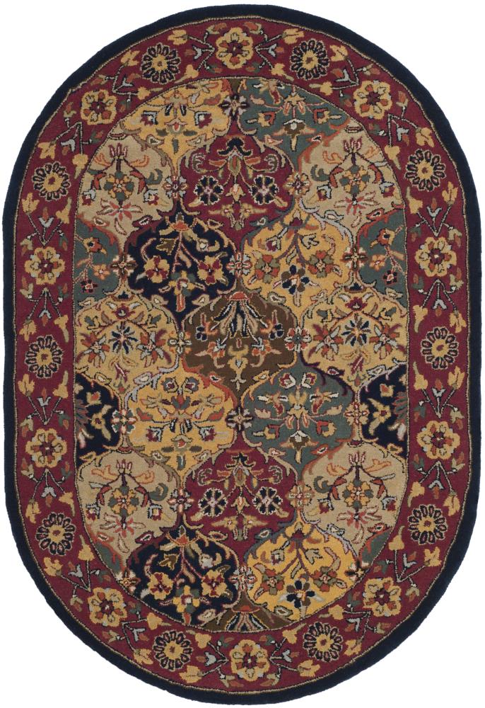 Safavieh HG510A-5OV Heritage Baktiari 5 x 7 (ft) Tufted Wool Multi/Navy Oval Indoor Floral/Botanical Oriental Area rug