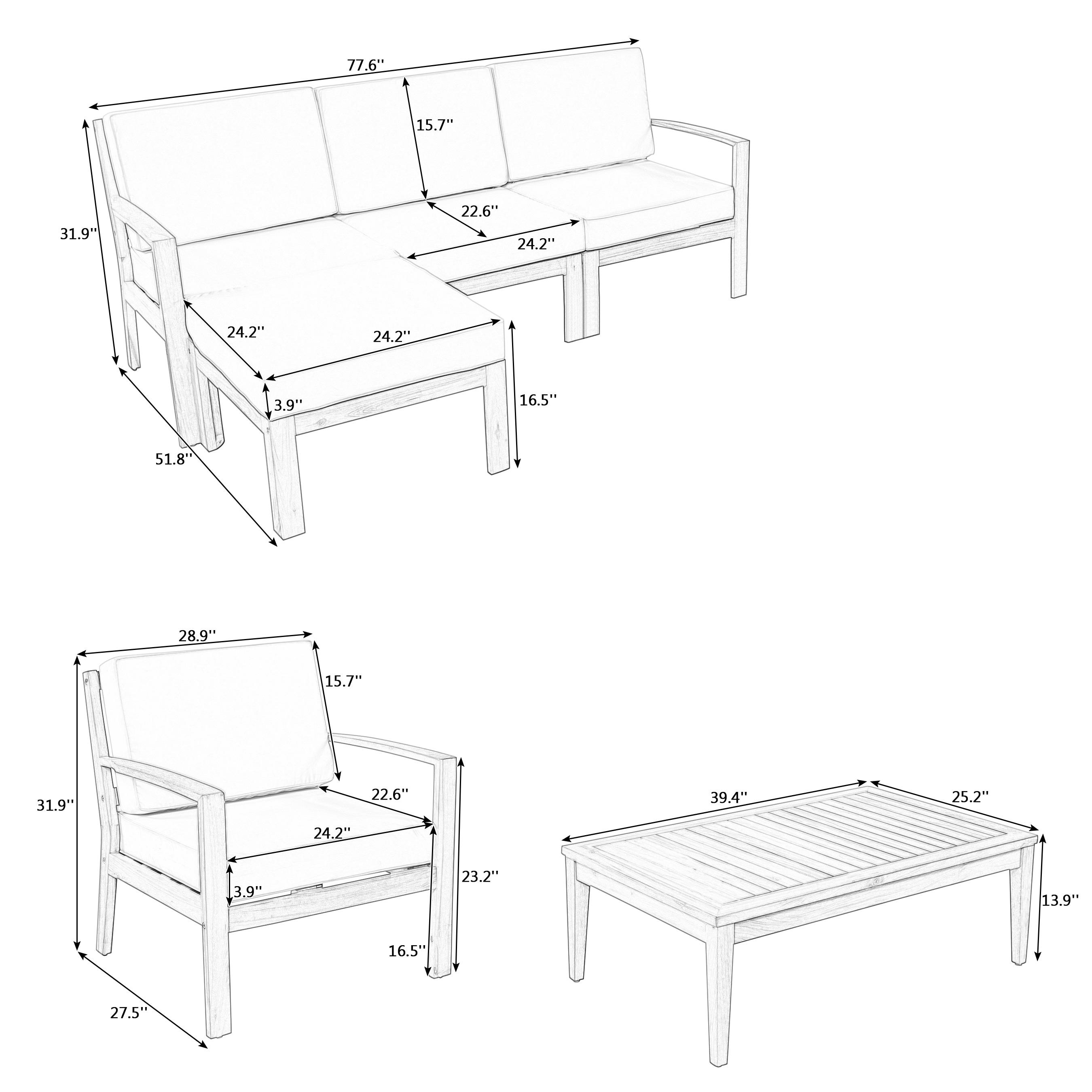 Bayfeve 6-Piece Patio Conversation Set with Off-white Cushions in the ...